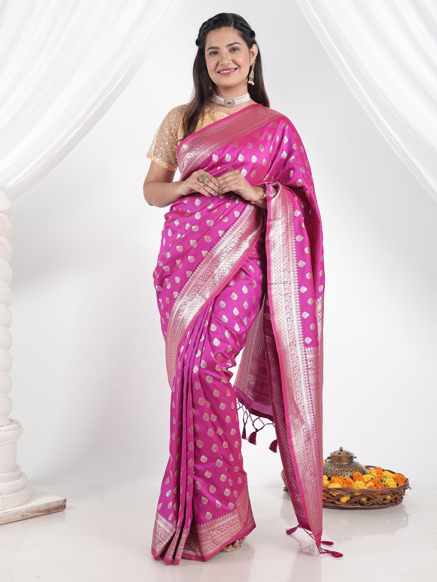 Brocade Royal Pink Saree