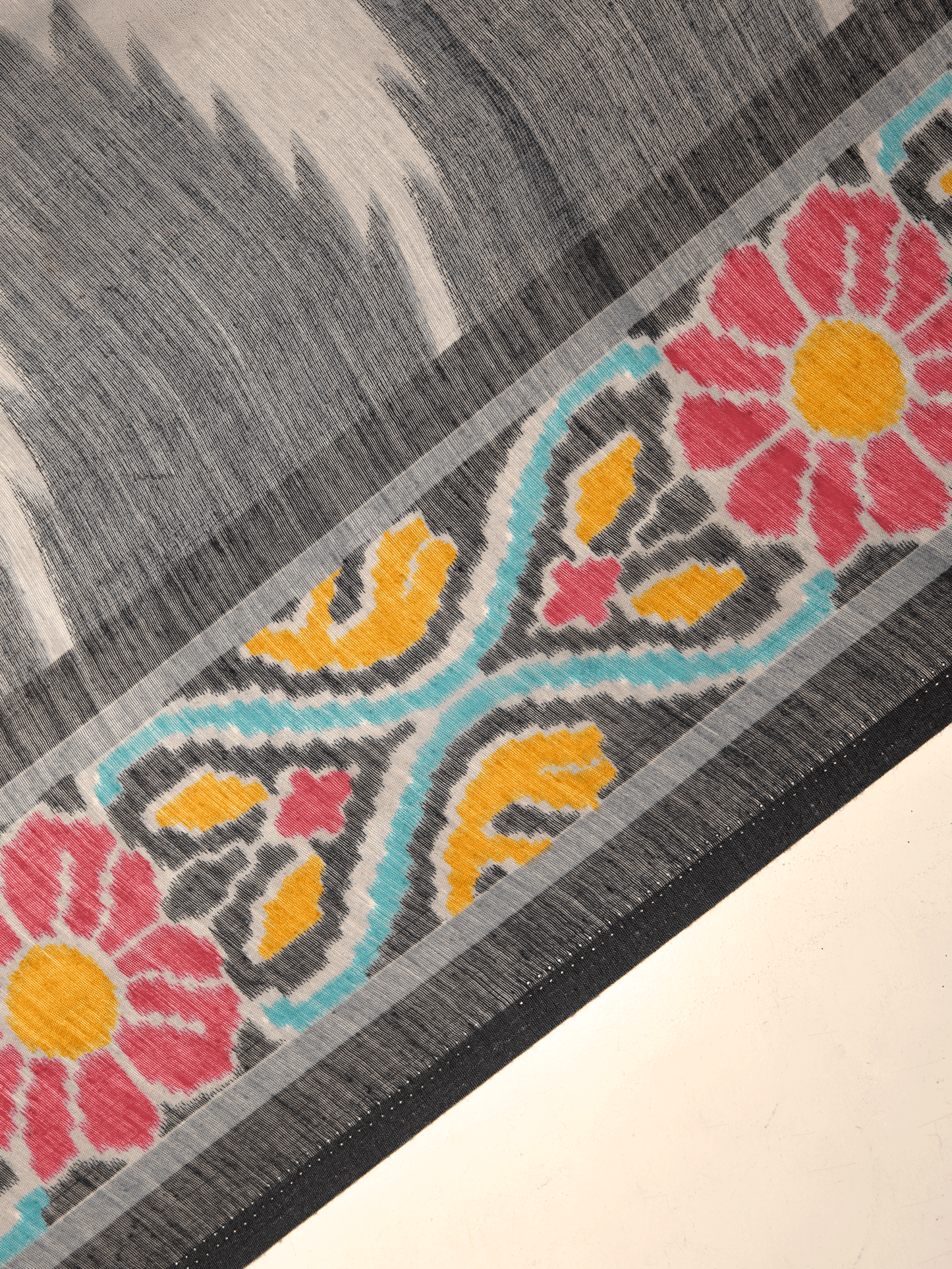 Chanderi Ikat Grey Saree