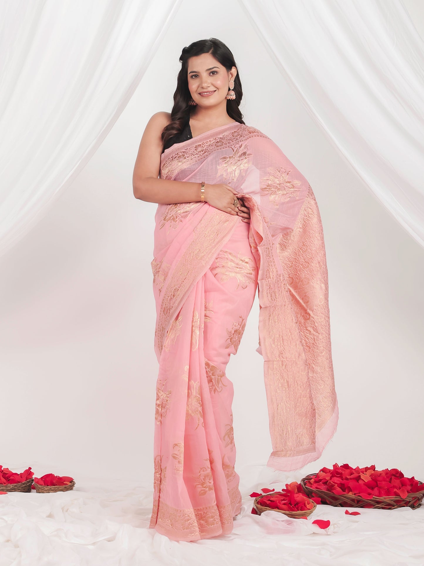 Brocade Baby Pink Saree