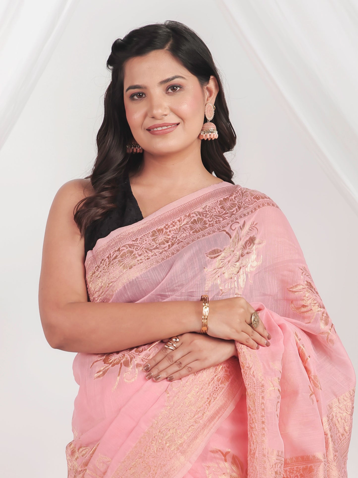 Brocade Baby Pink Saree