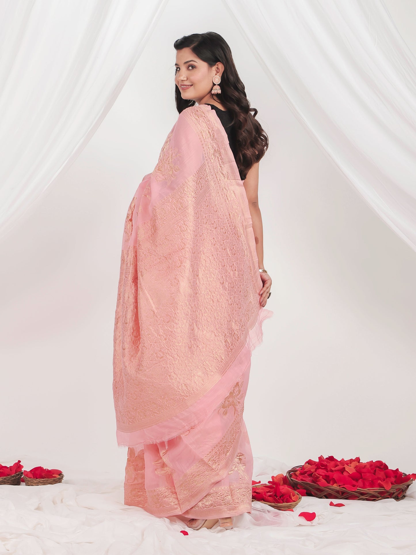 Brocade Baby Pink Saree