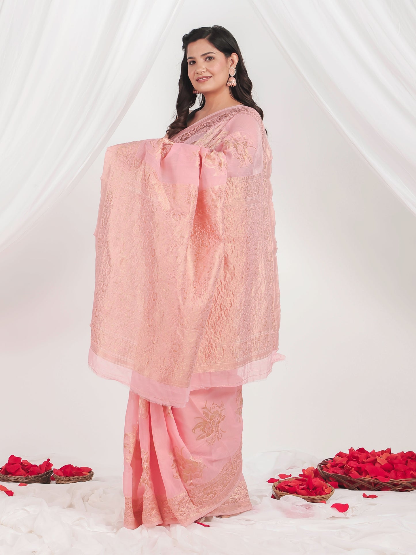 Brocade Baby Pink Saree