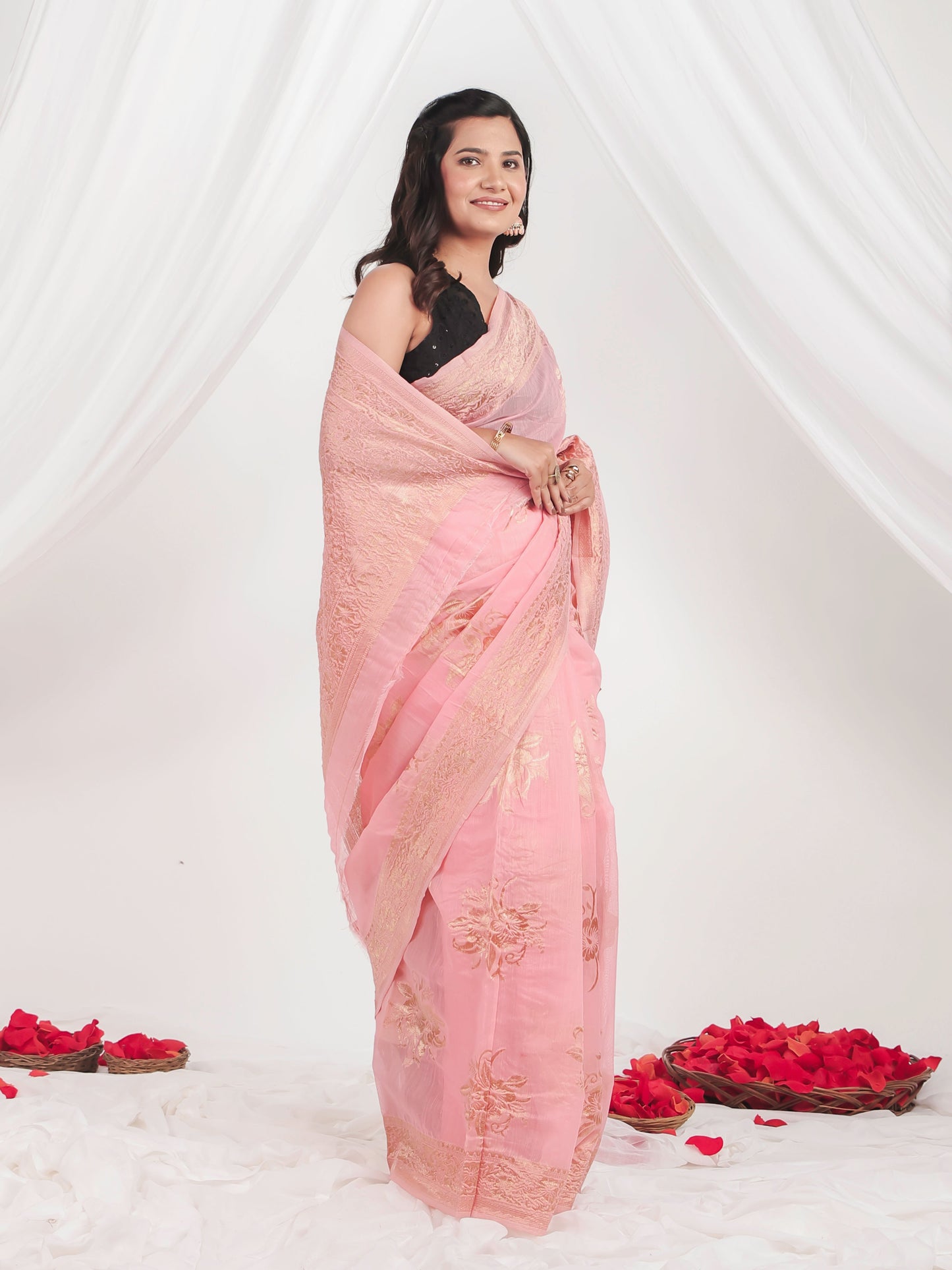 Brocade Baby Pink Saree