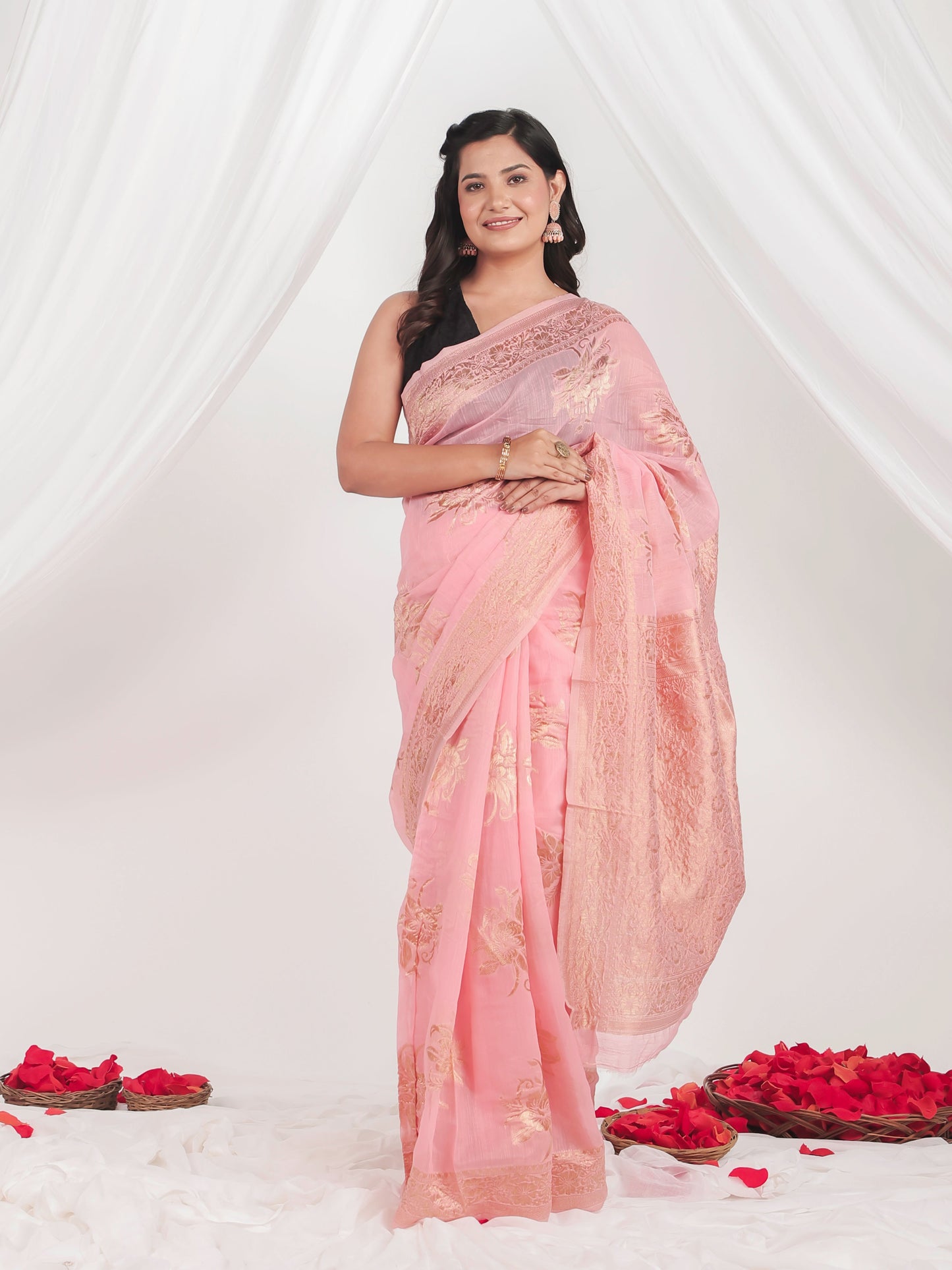 Brocade Baby Pink Saree