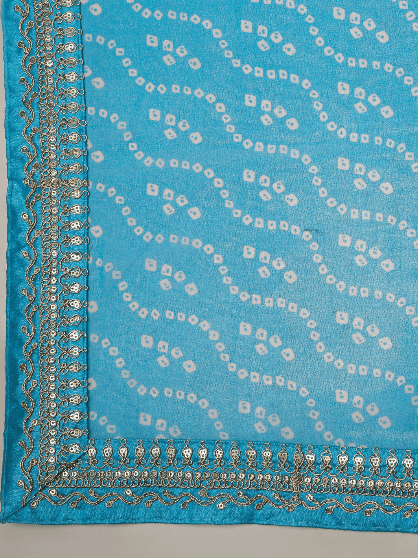 Georgette Bandhani Sky Blue Saree