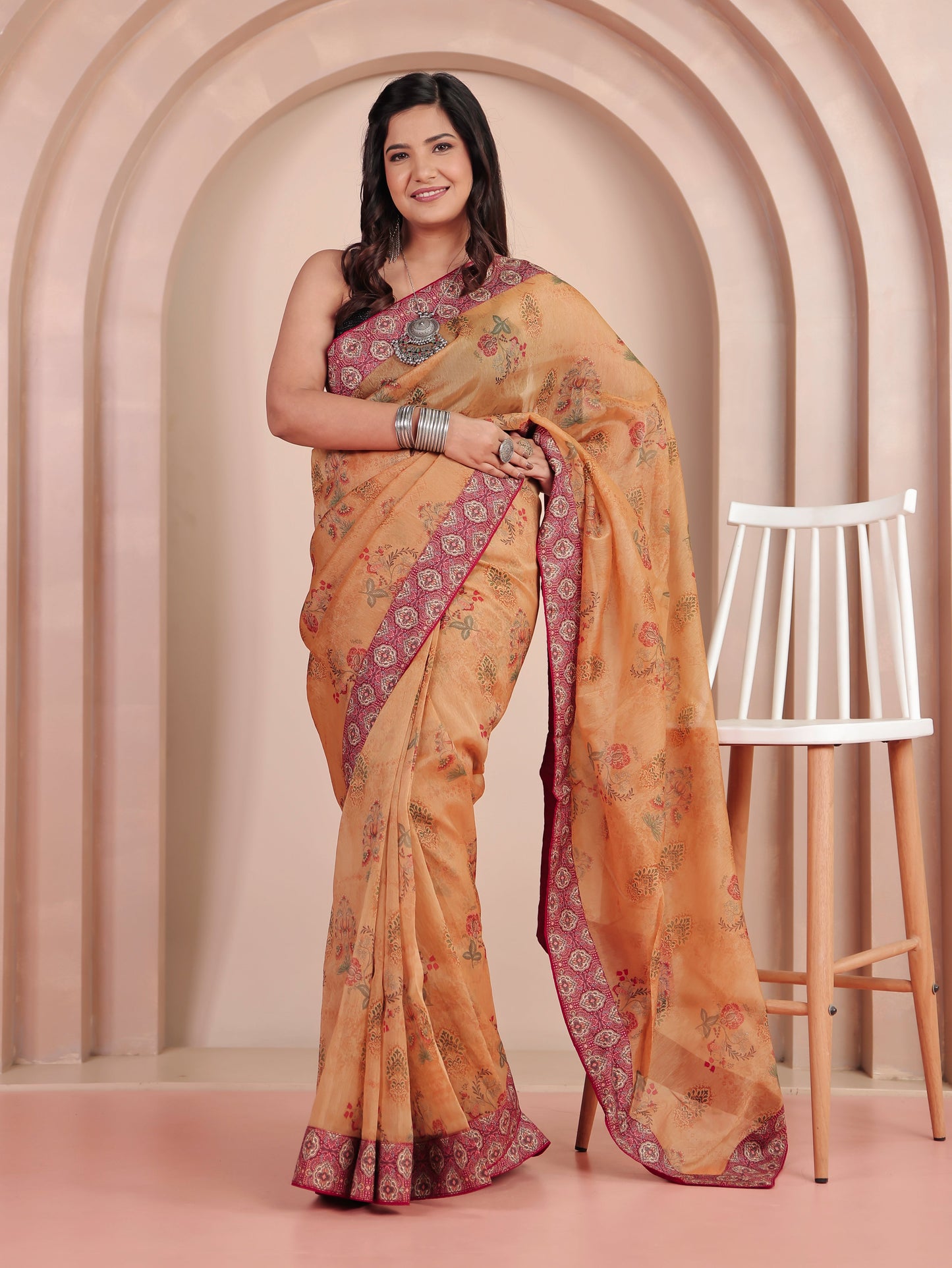 Organza Digital Beige Saree