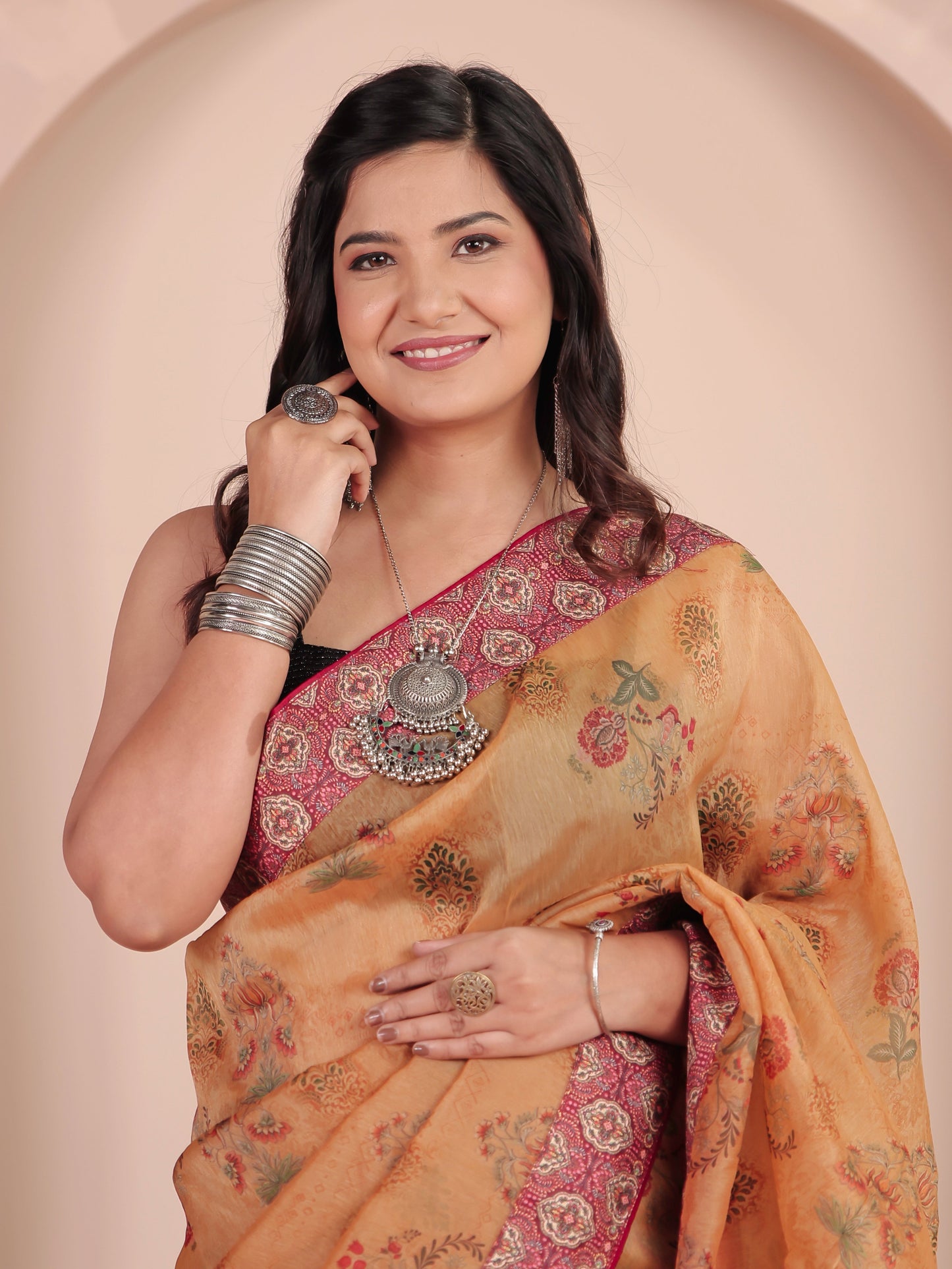 Organza Digital Beige Saree