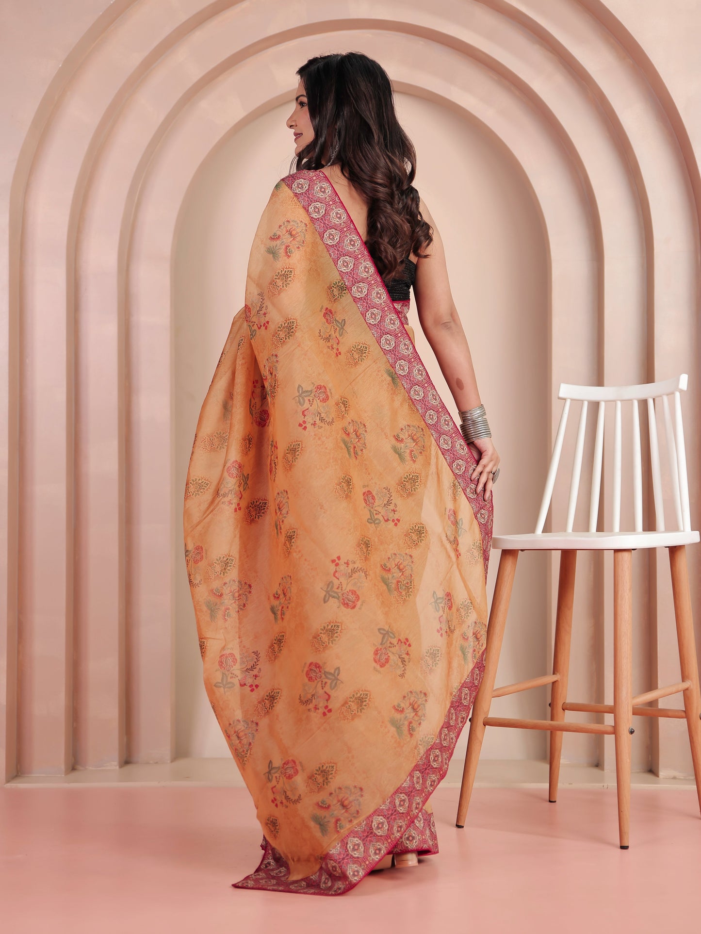 Organza Digital Beige Saree