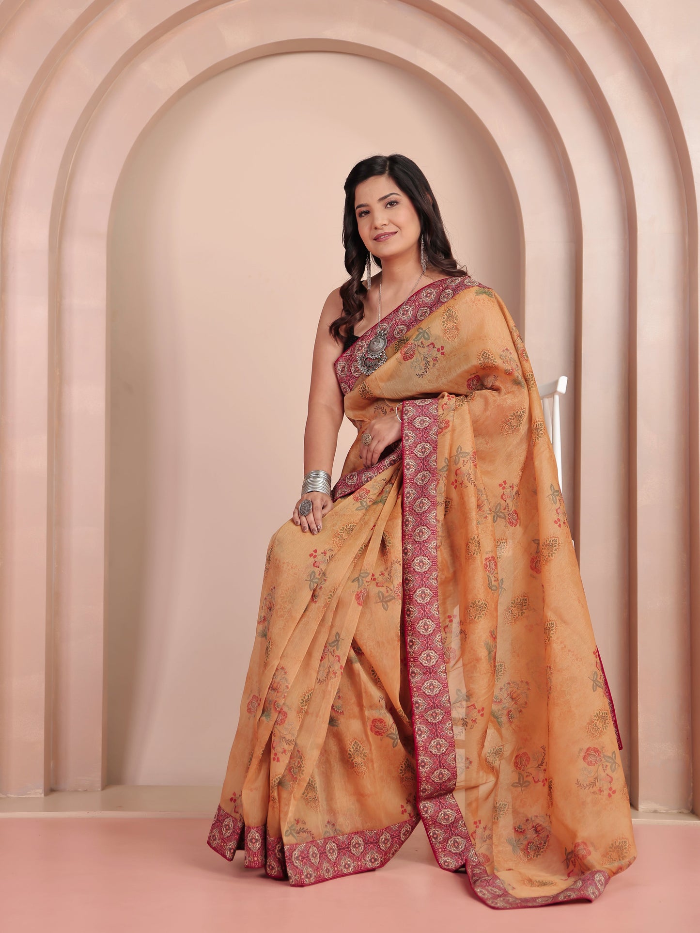 Organza Digital Beige Saree