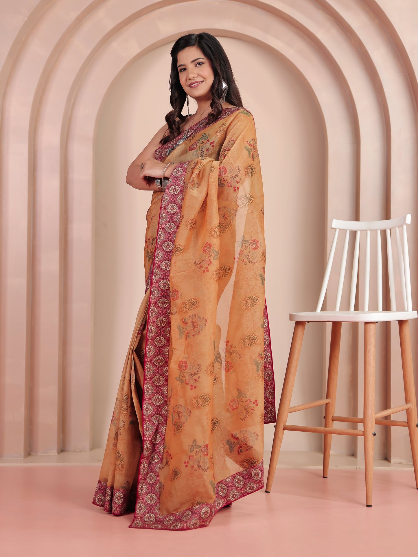 Organza Digital Beige Saree