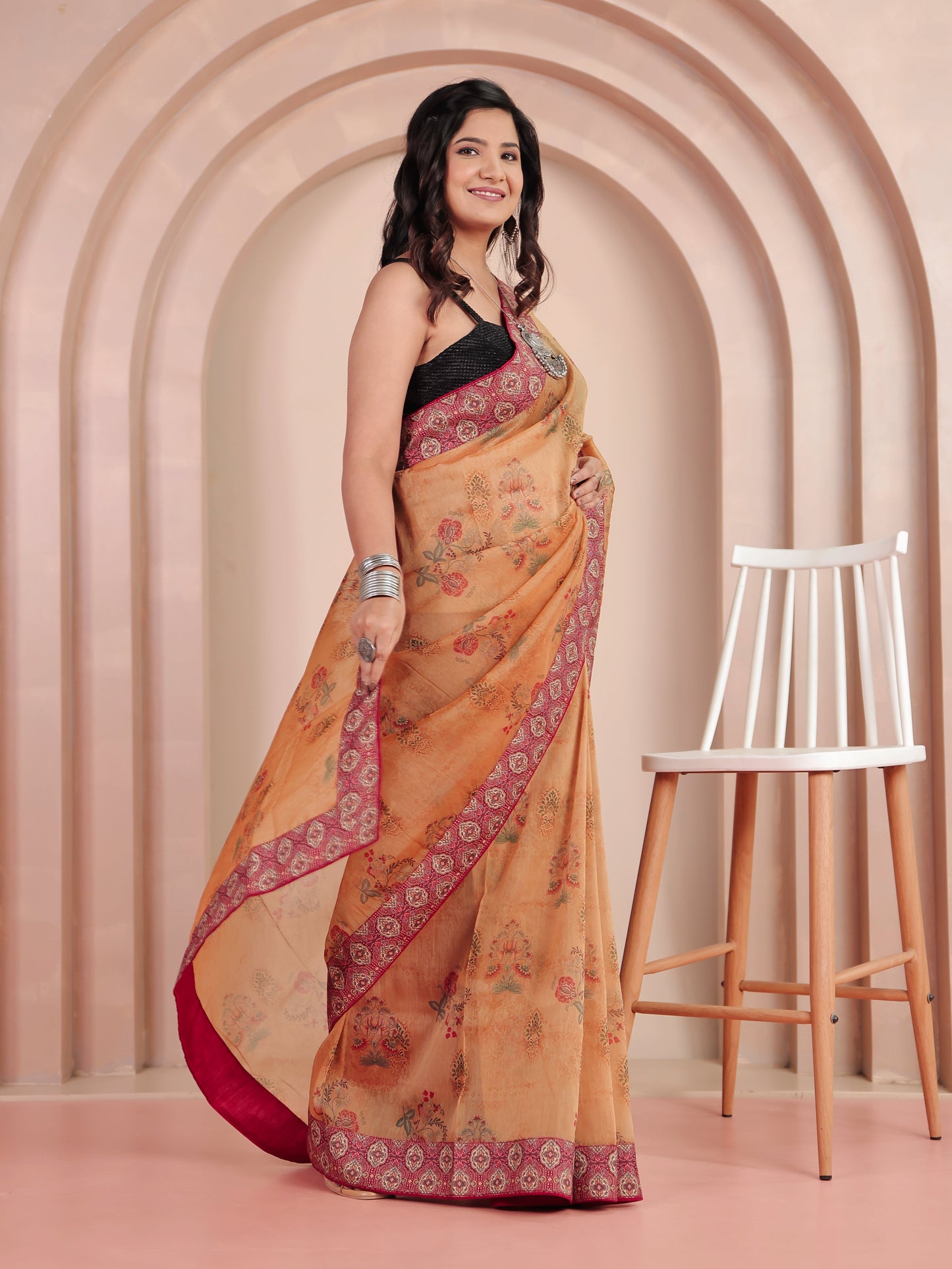 Organza Digital Beige Saree