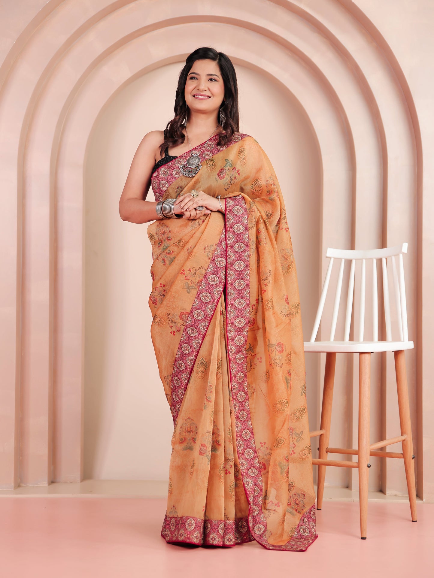 Organza Digital Beige Saree