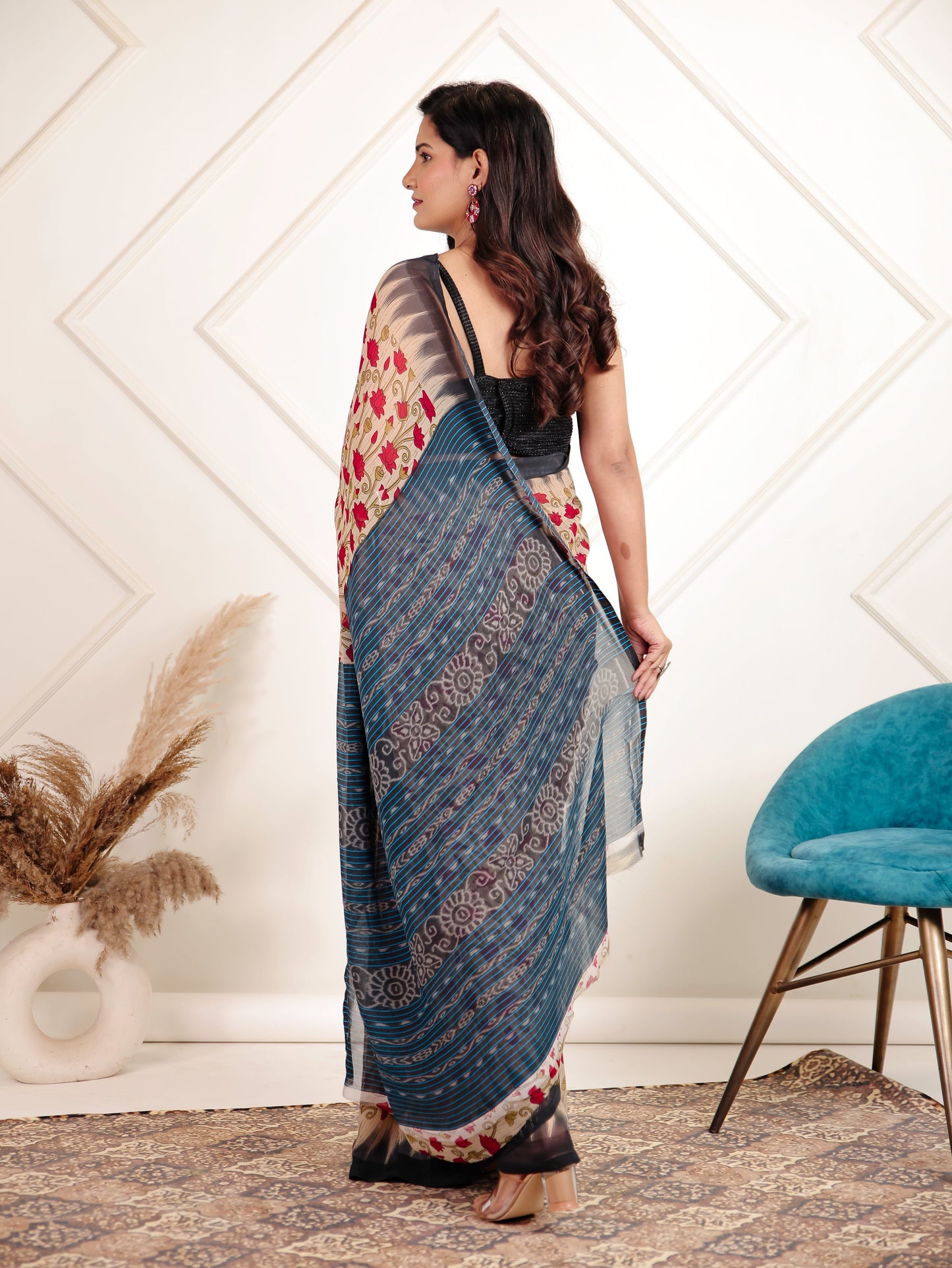 Chiffon Floral Beige Saree