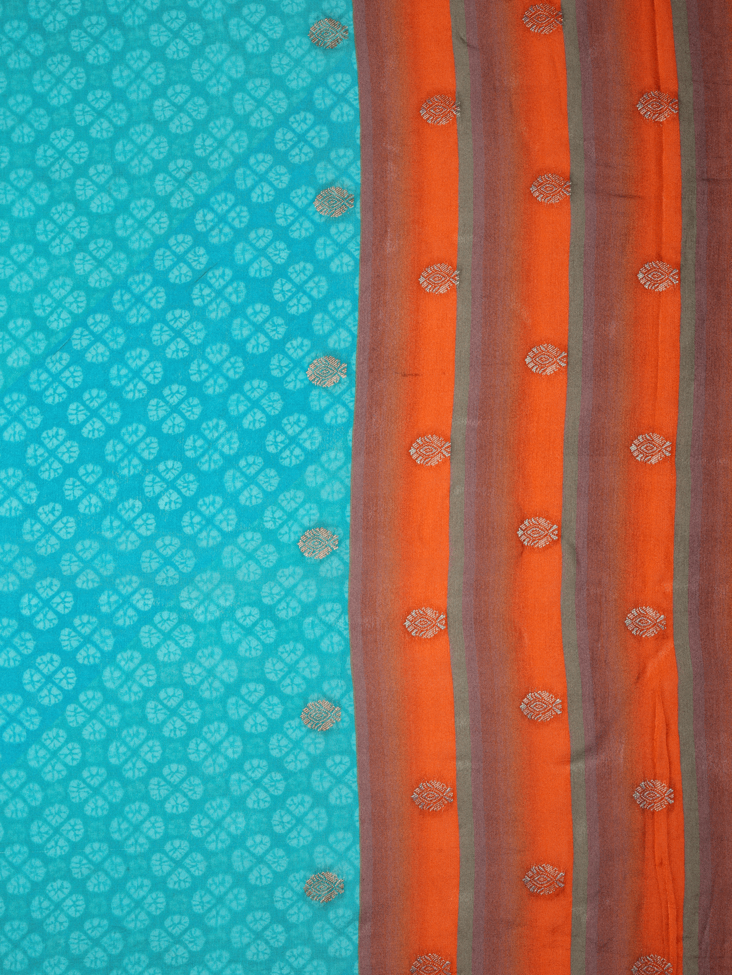 Chiffon Geometric Turquoise Saree