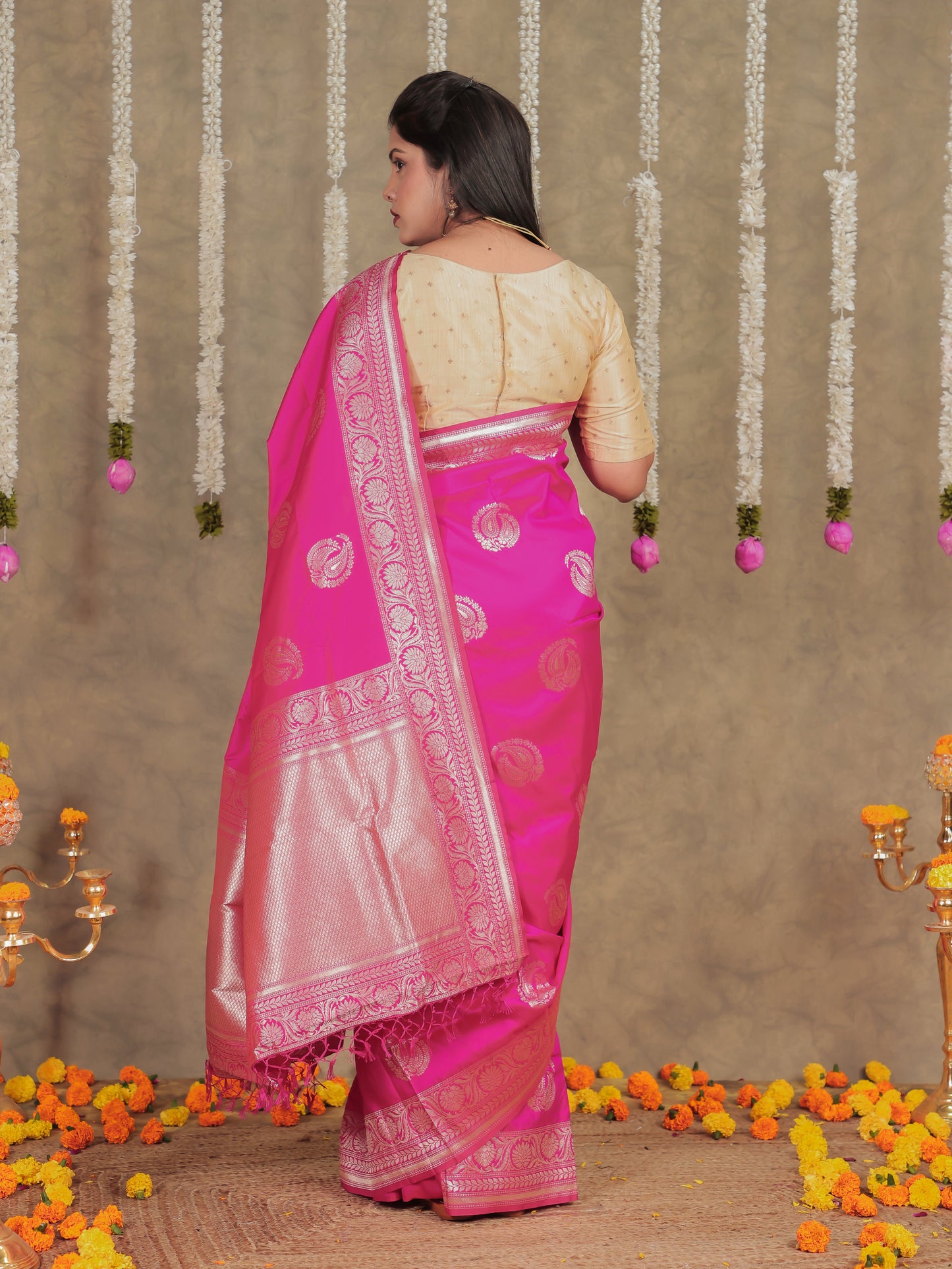 Brocade Fuchsia Saree