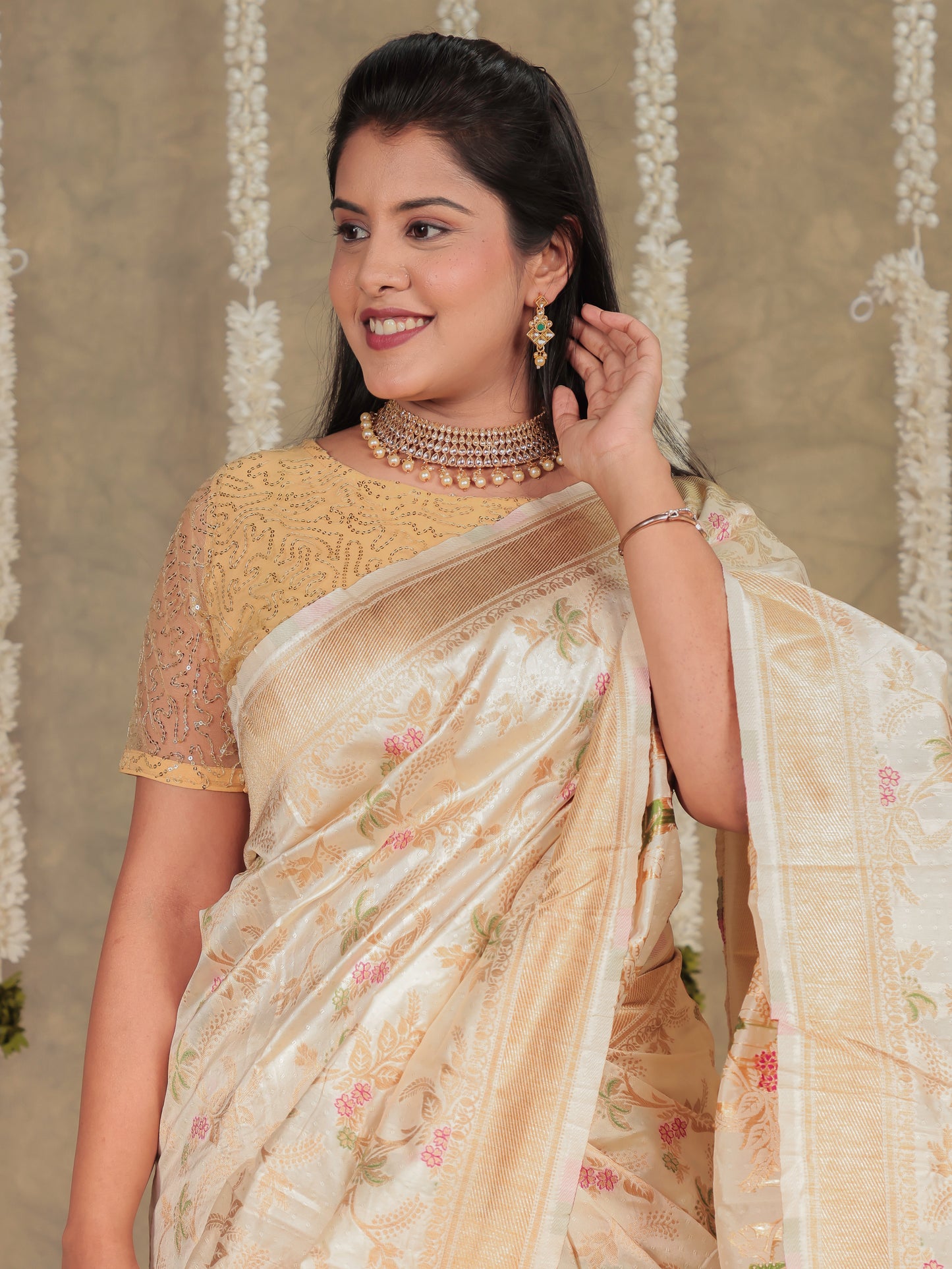 Brocade Cream Saree