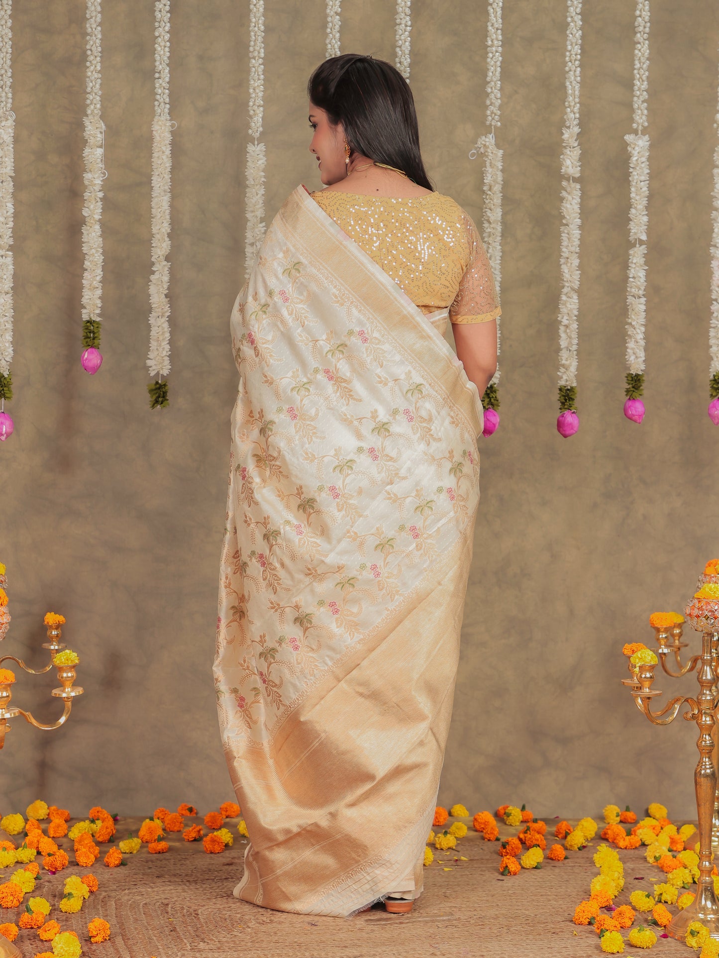 Brocade Cream Saree