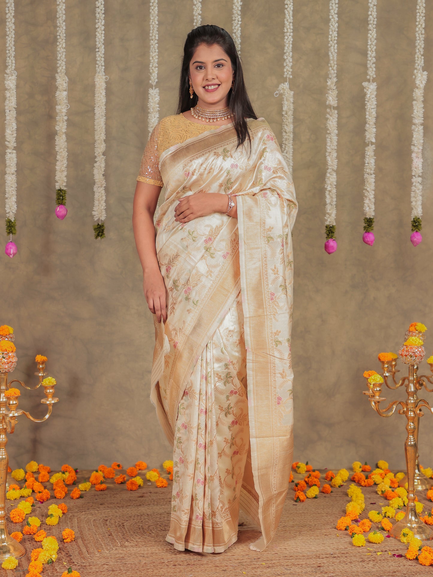 Brocade Cream Saree