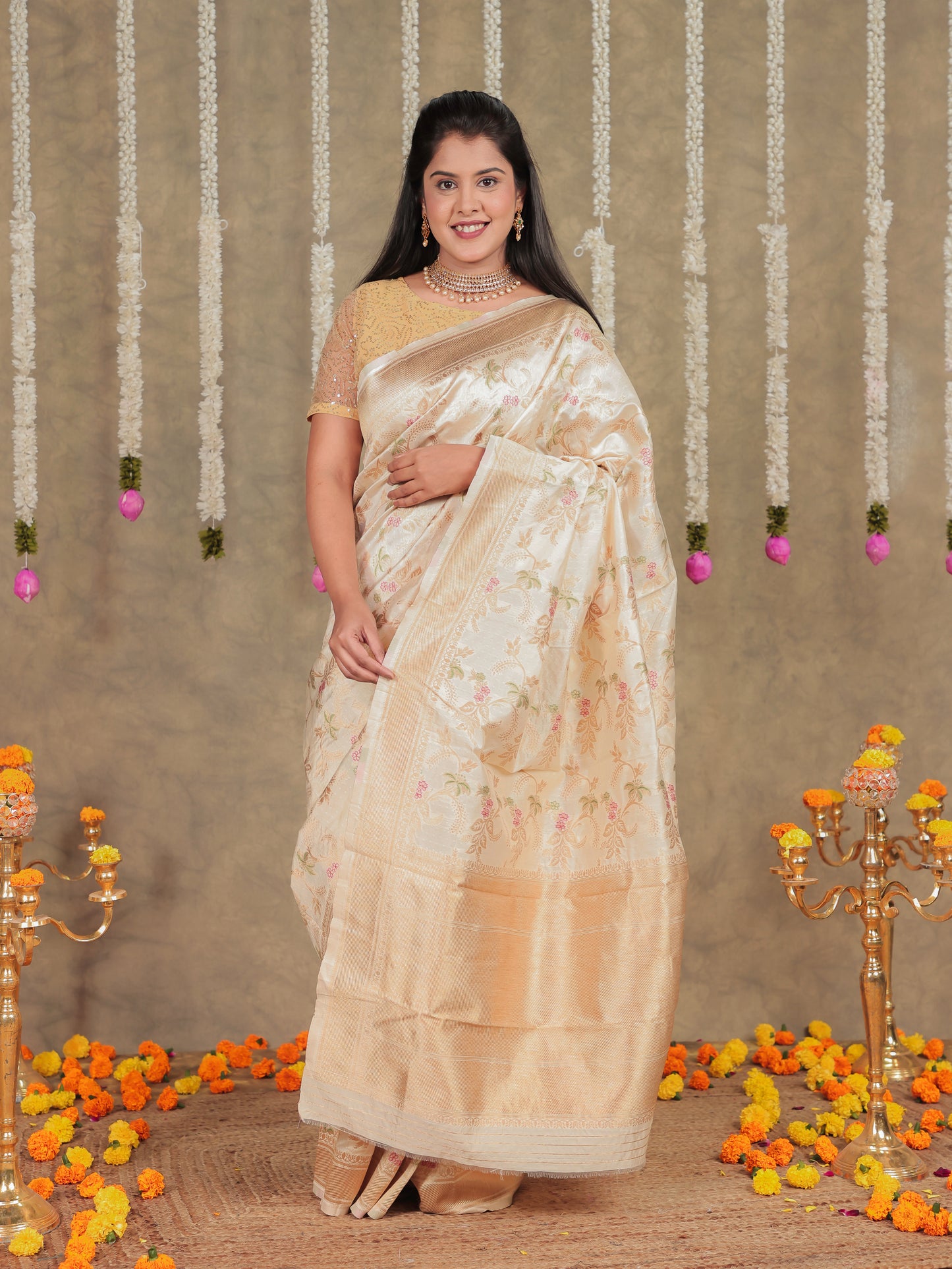 Brocade Cream Saree