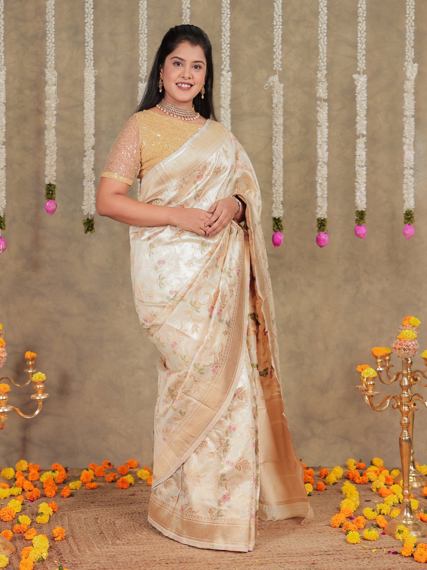 Brocade Cream Saree