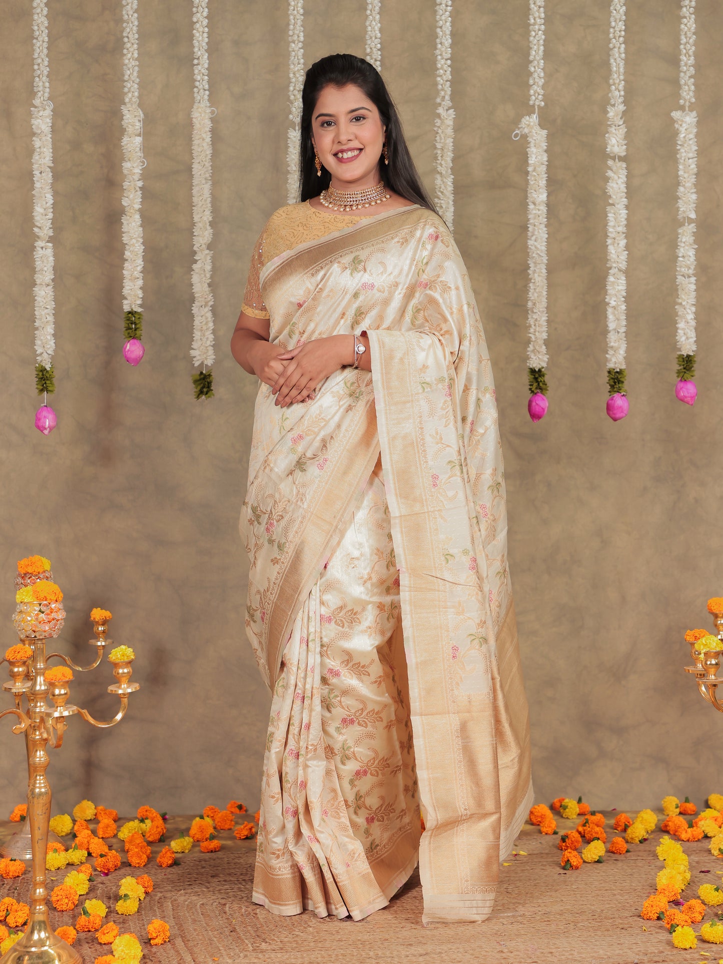 Brocade Cream Saree