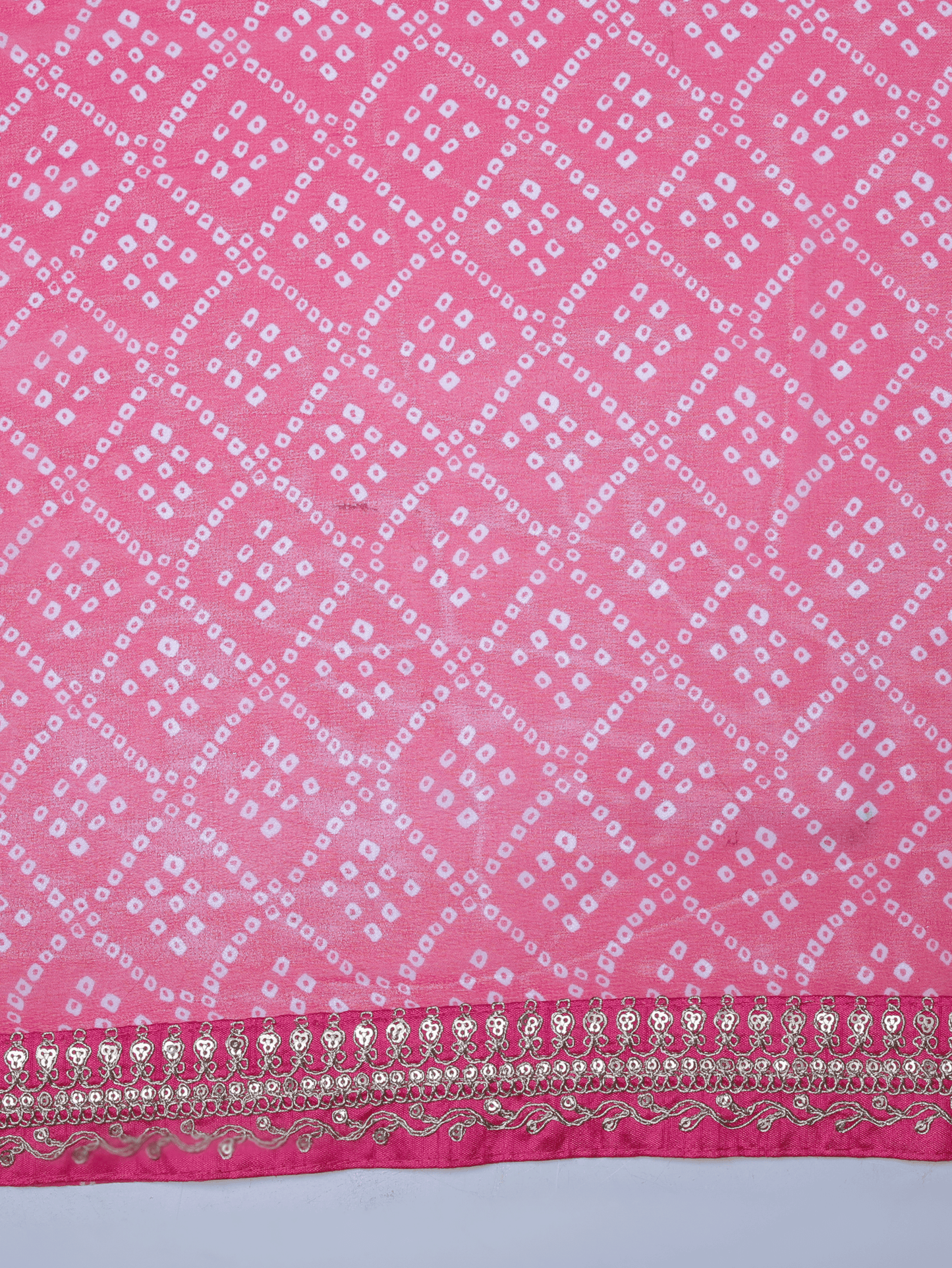 Chiffon Bandhani Pink Saree
