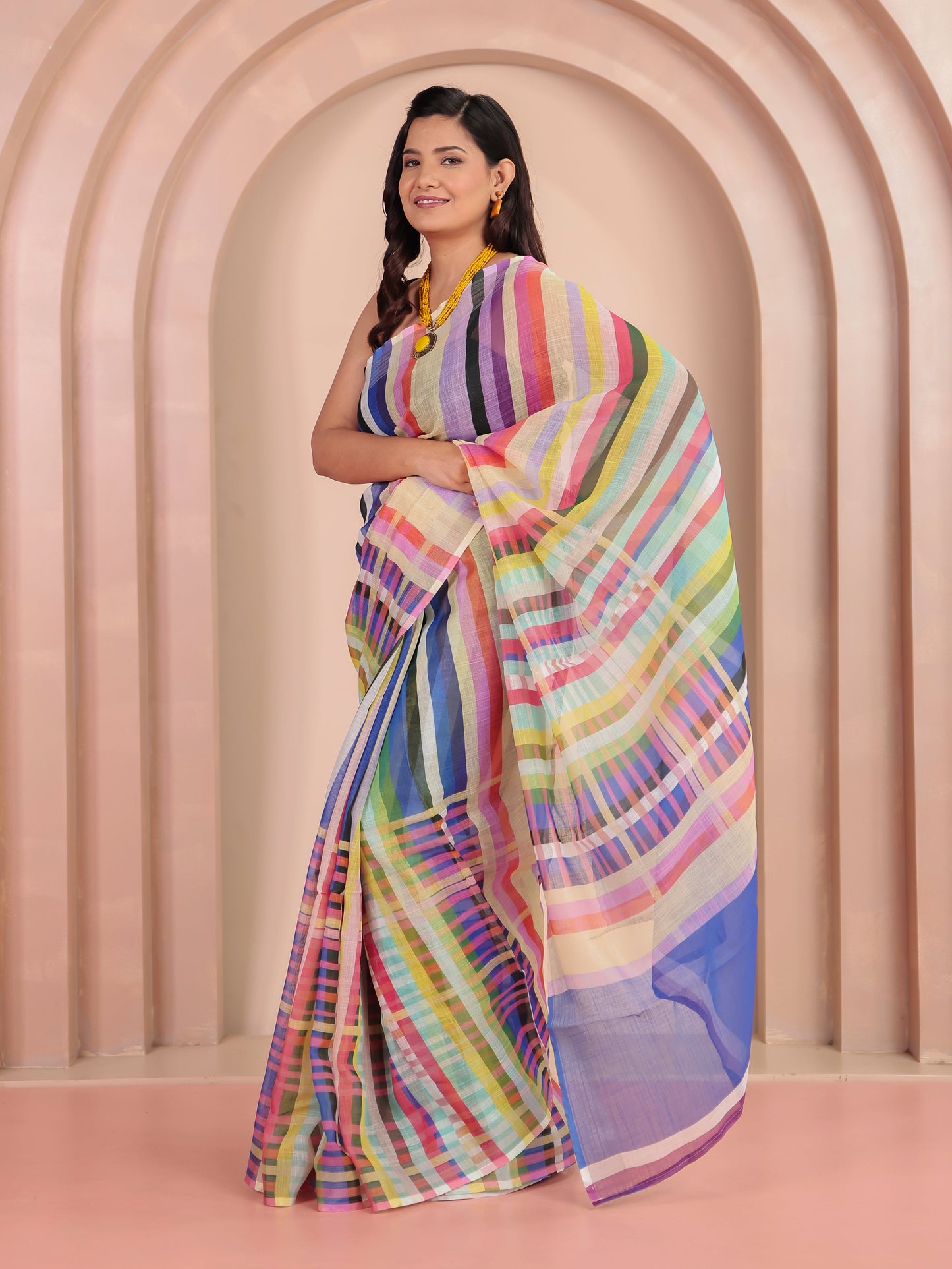 Kota Doria Multicolor Saree