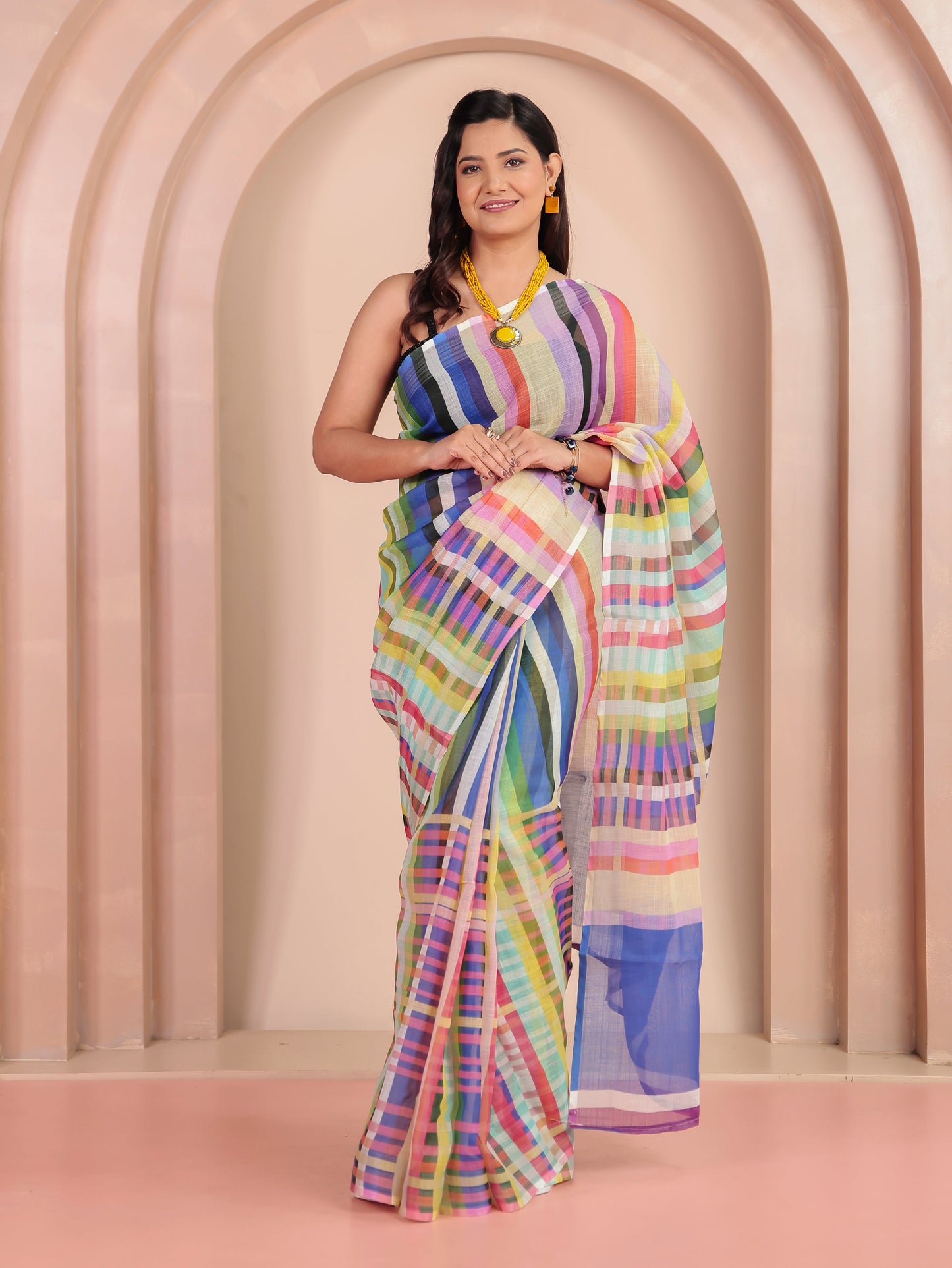 Kota Doria Multicolor Saree