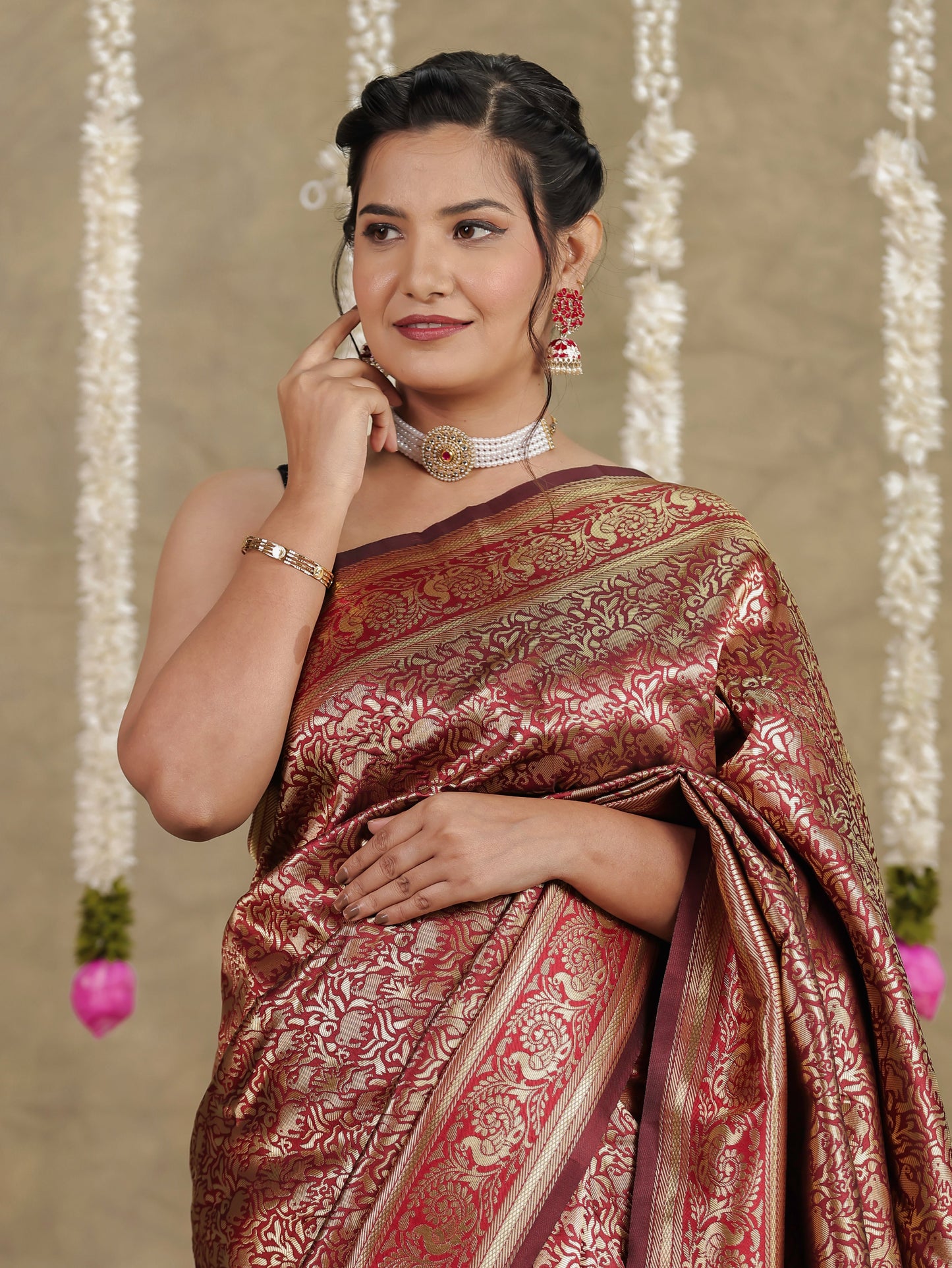 Brocade Maroon Saree