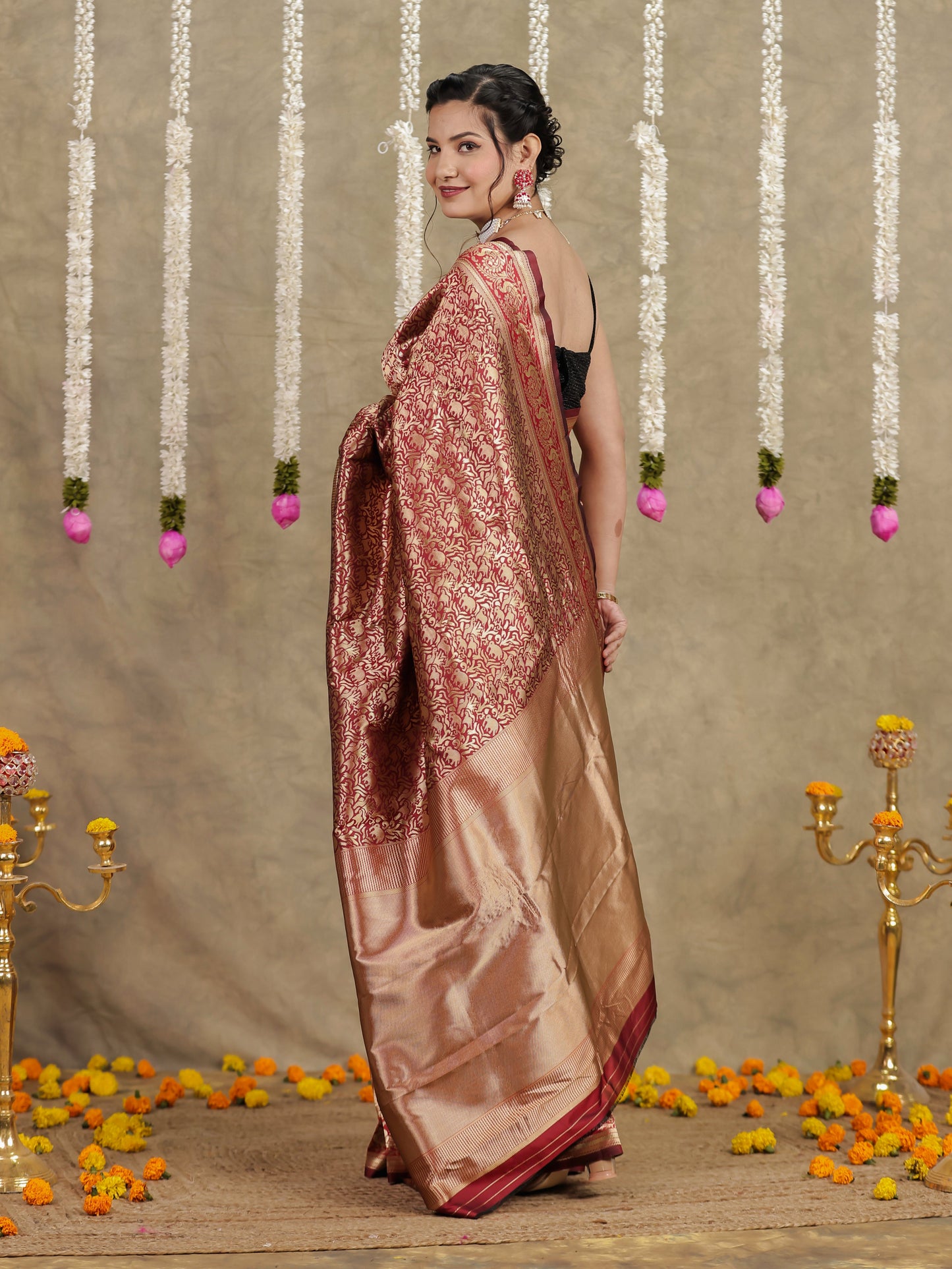 Brocade Maroon Saree