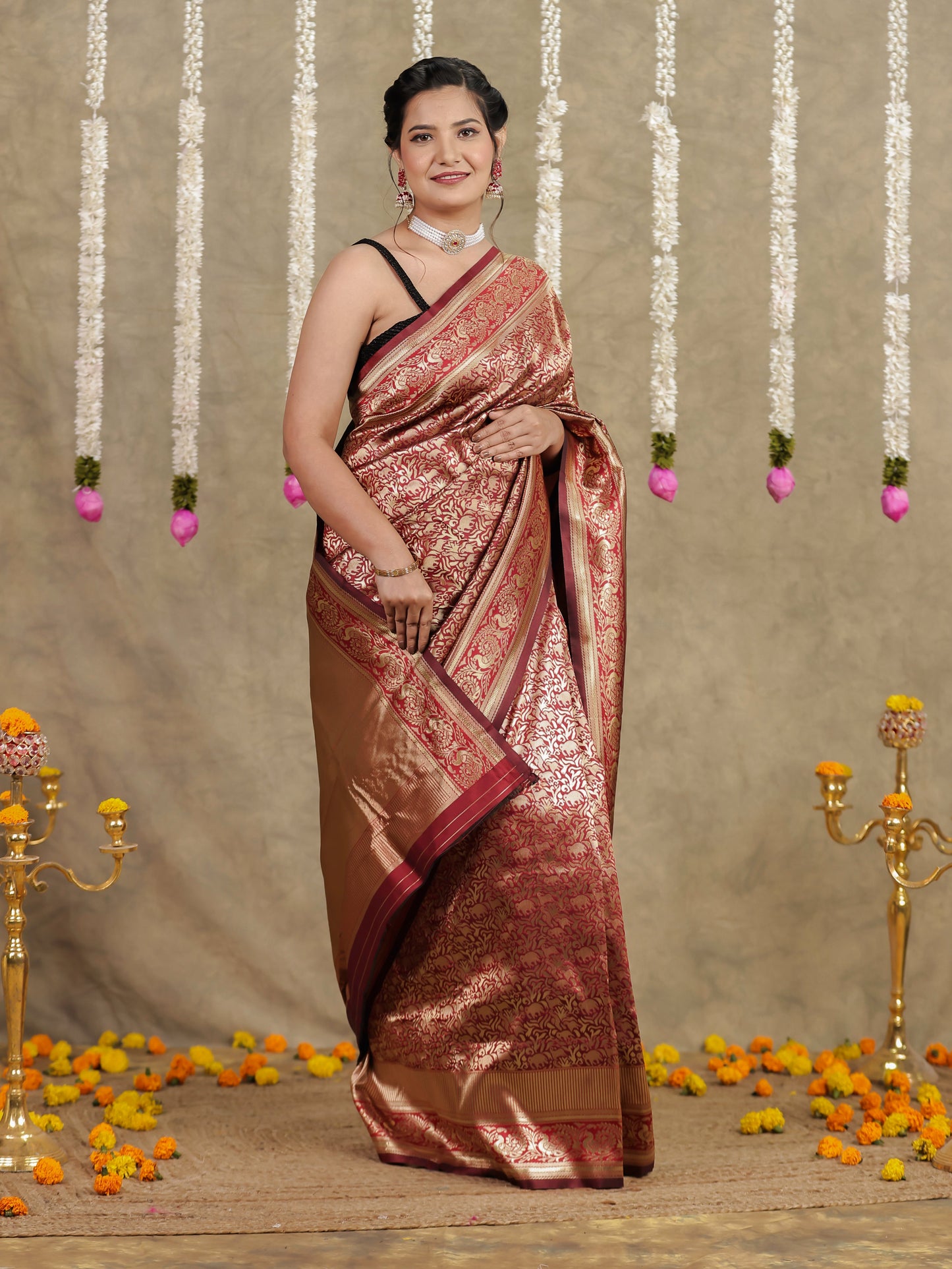 Brocade Maroon Saree