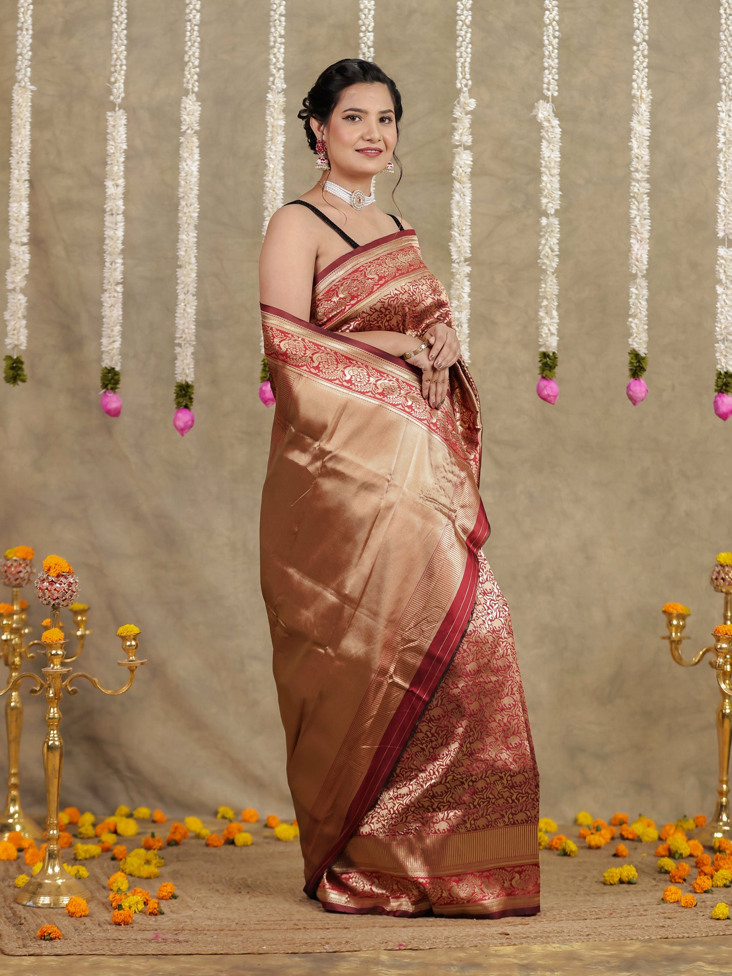 Brocade Maroon Saree