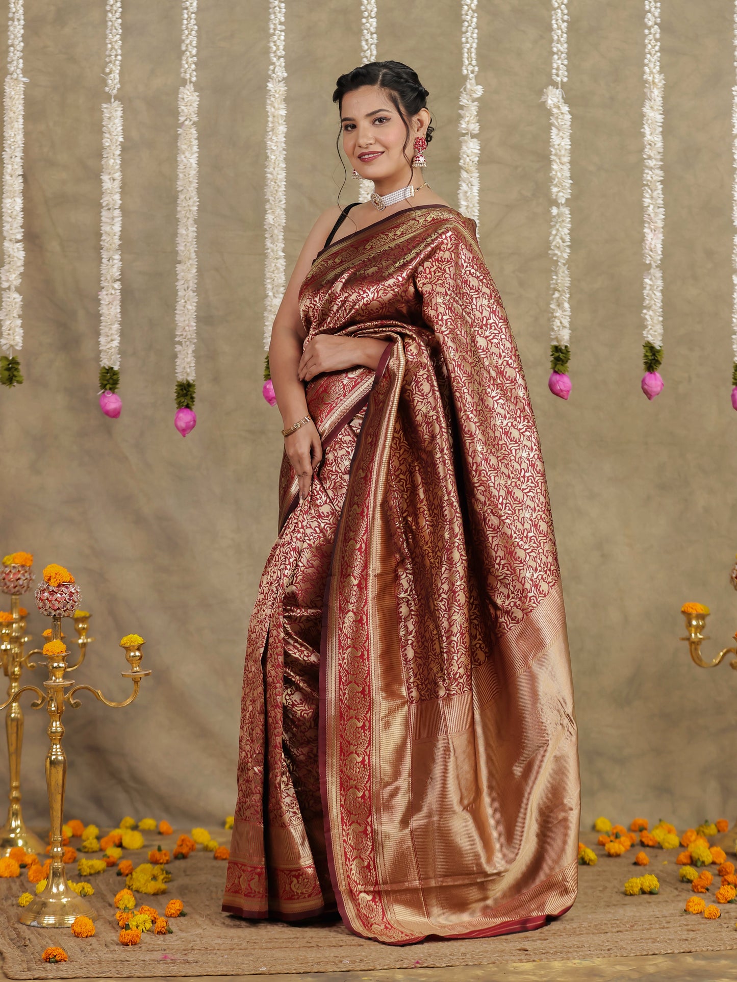 Brocade Maroon Saree