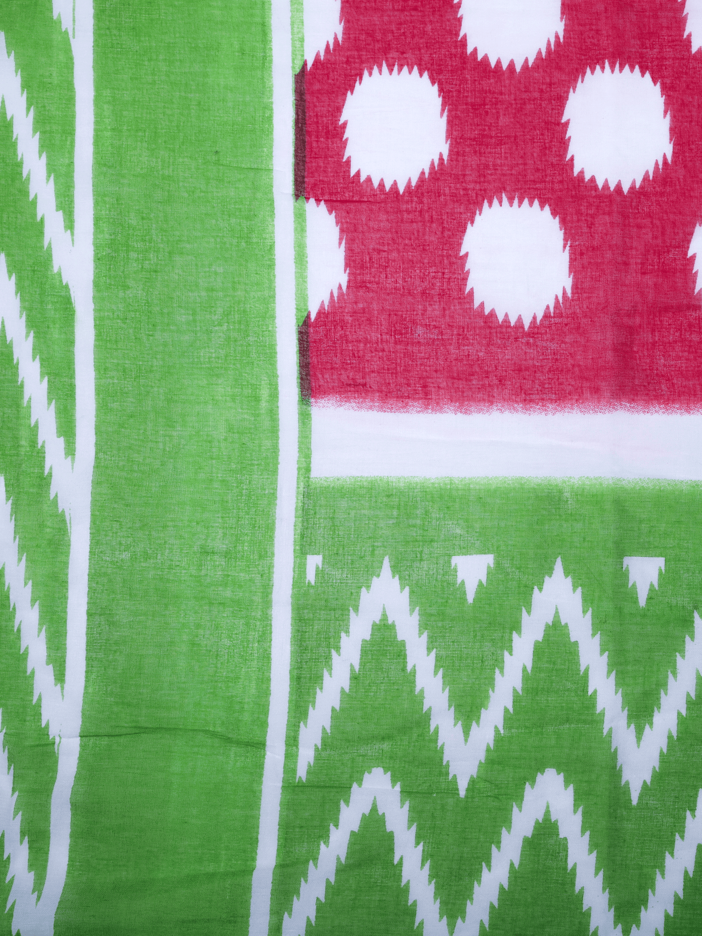 Soft Cotton Geometric Green Saree