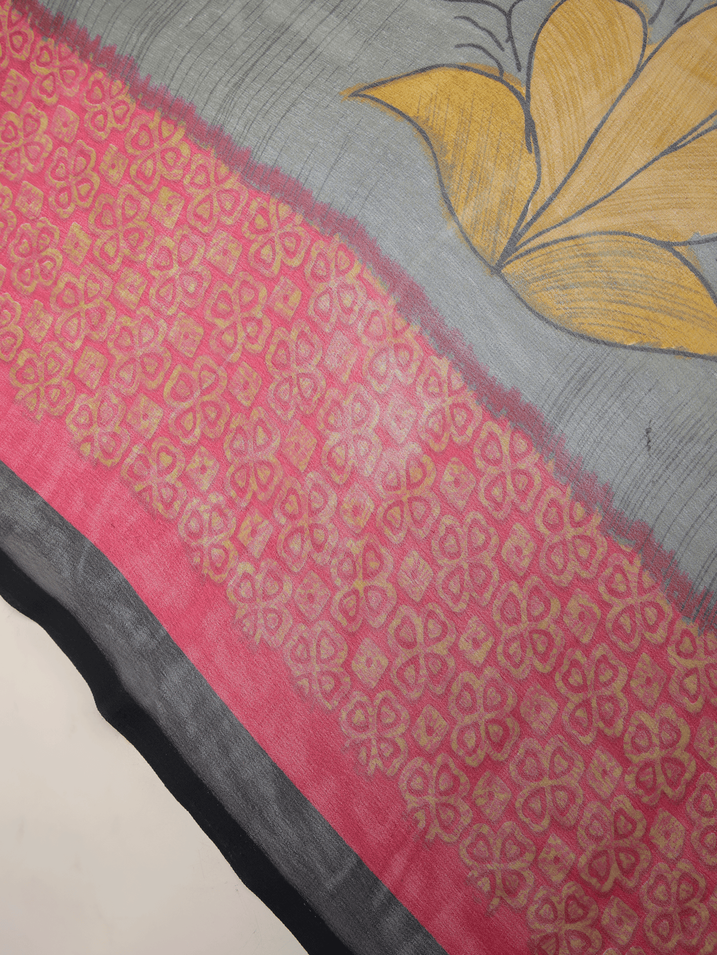 Chiffon Floral Grey Saree