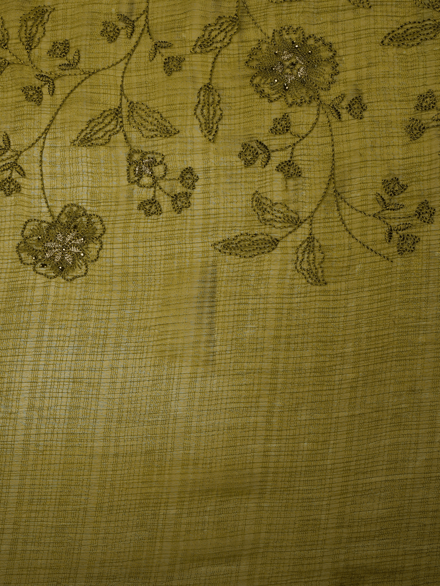Embroidered Chanderi Green Saree