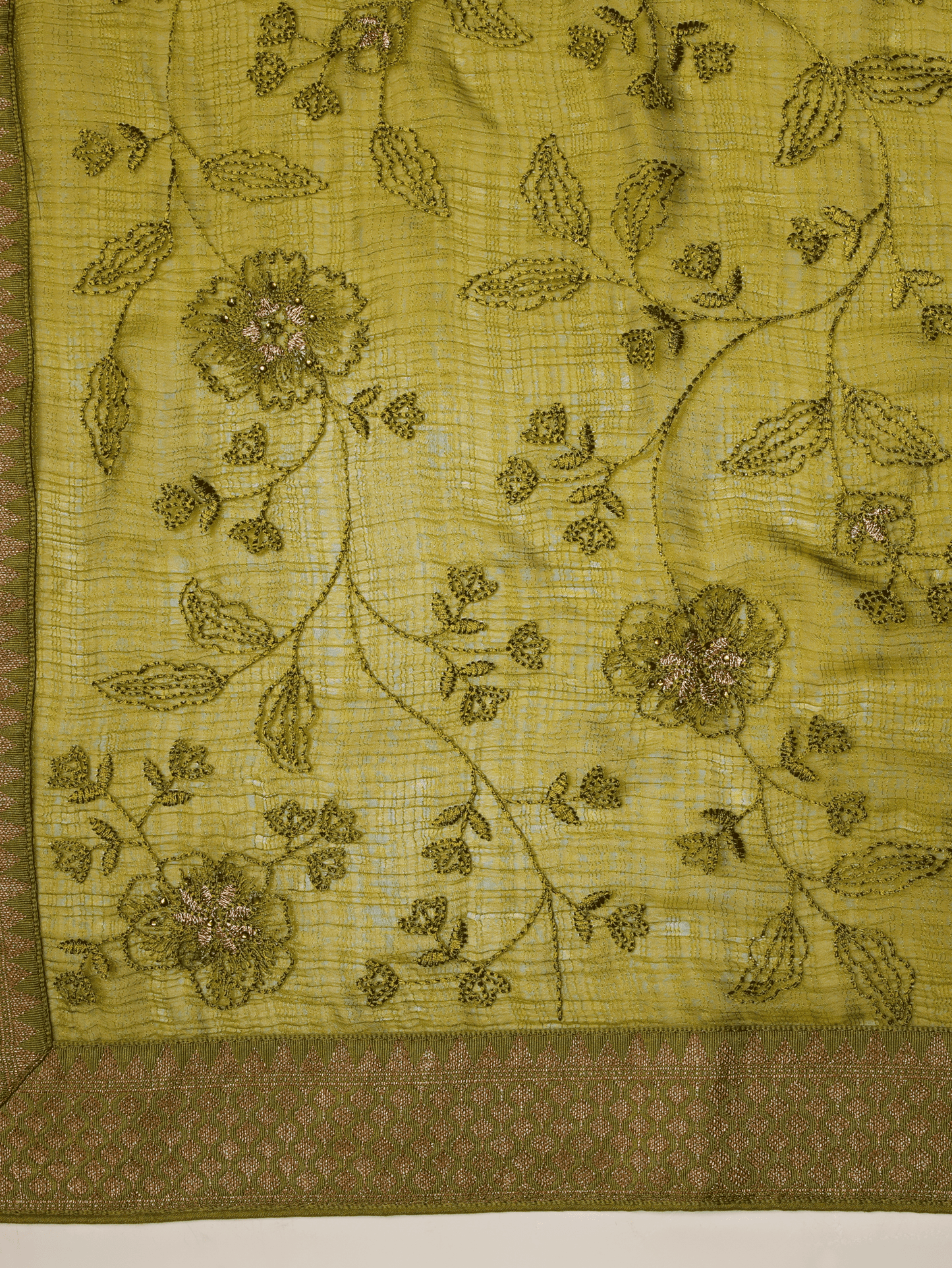 Embroidered Chanderi Green Saree