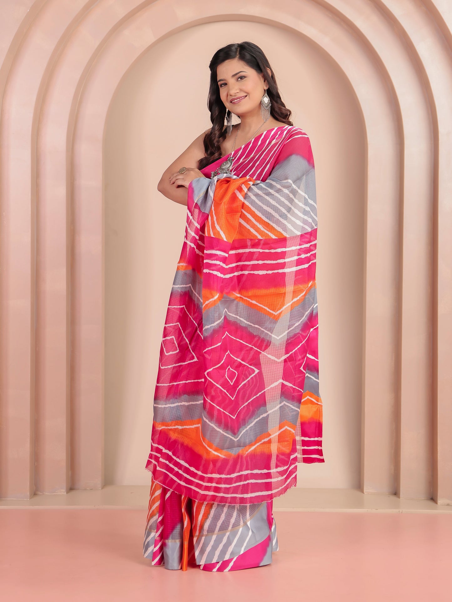 Kota Doria Leheriya Multicolor Saree