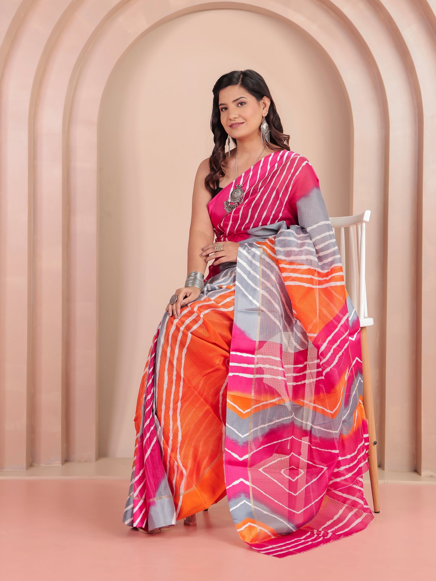 Kota Doria Leheriya Multicolor Saree
