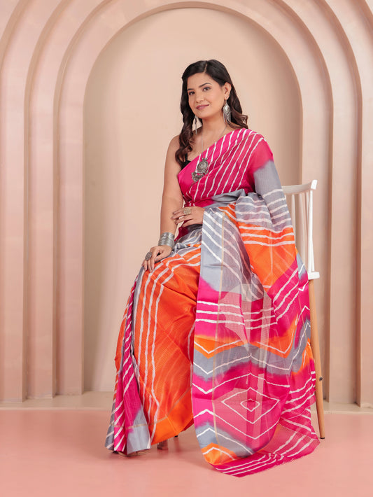 Kota Doria Leheriya Multicolor Saree