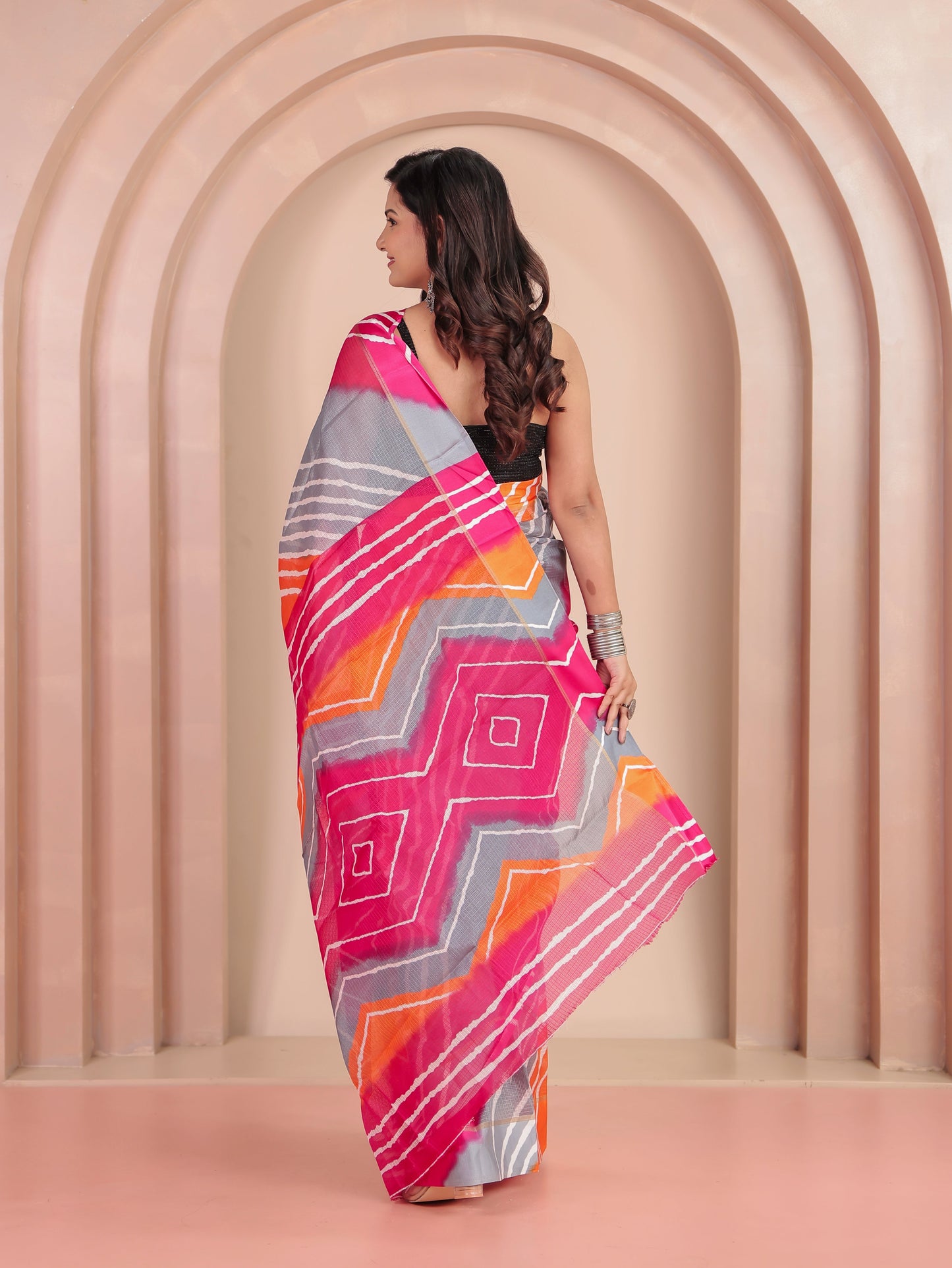 Kota Doria Leheriya Multicolor Saree