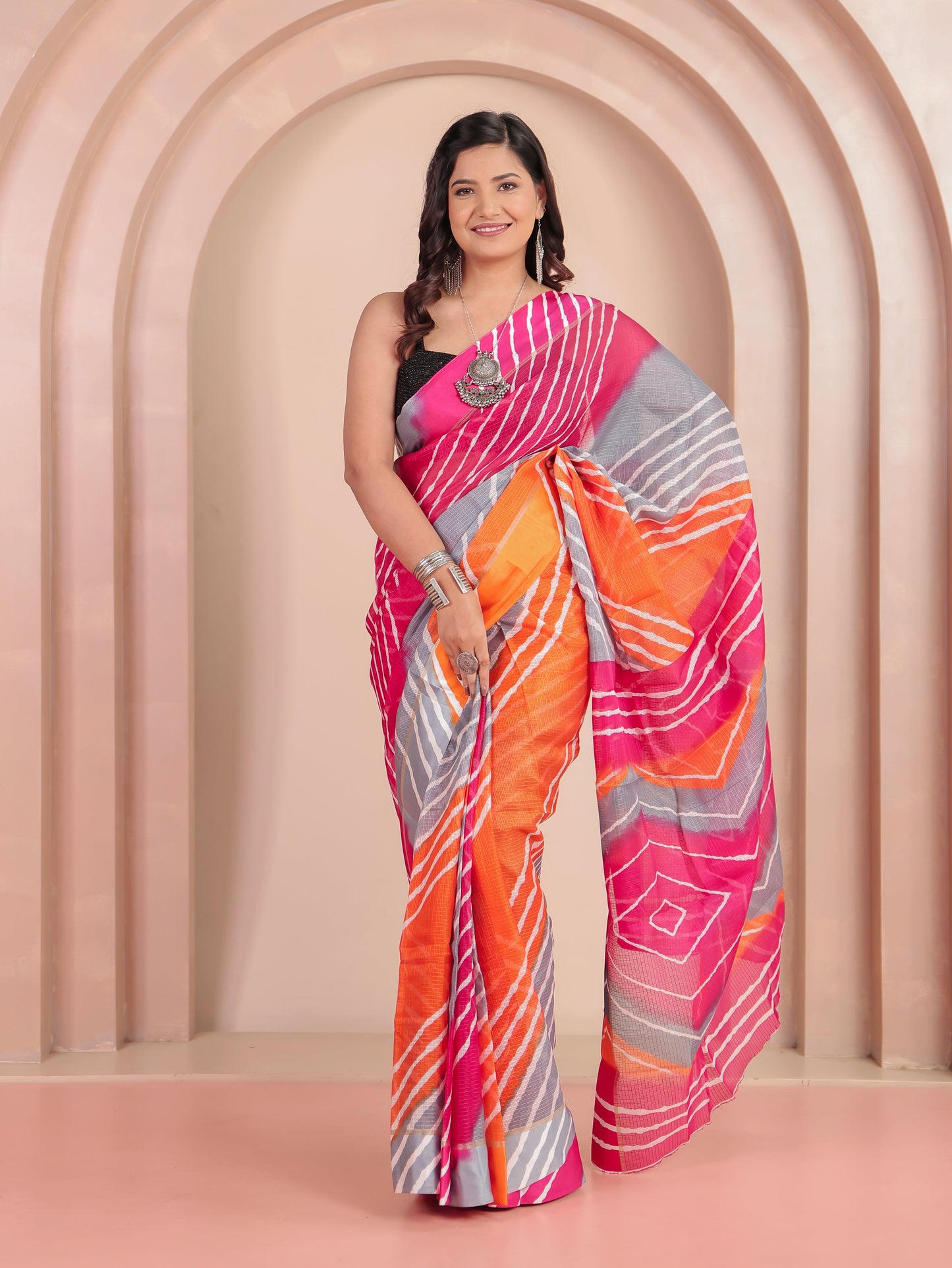 Kota Doria Leheriya Multicolor Saree