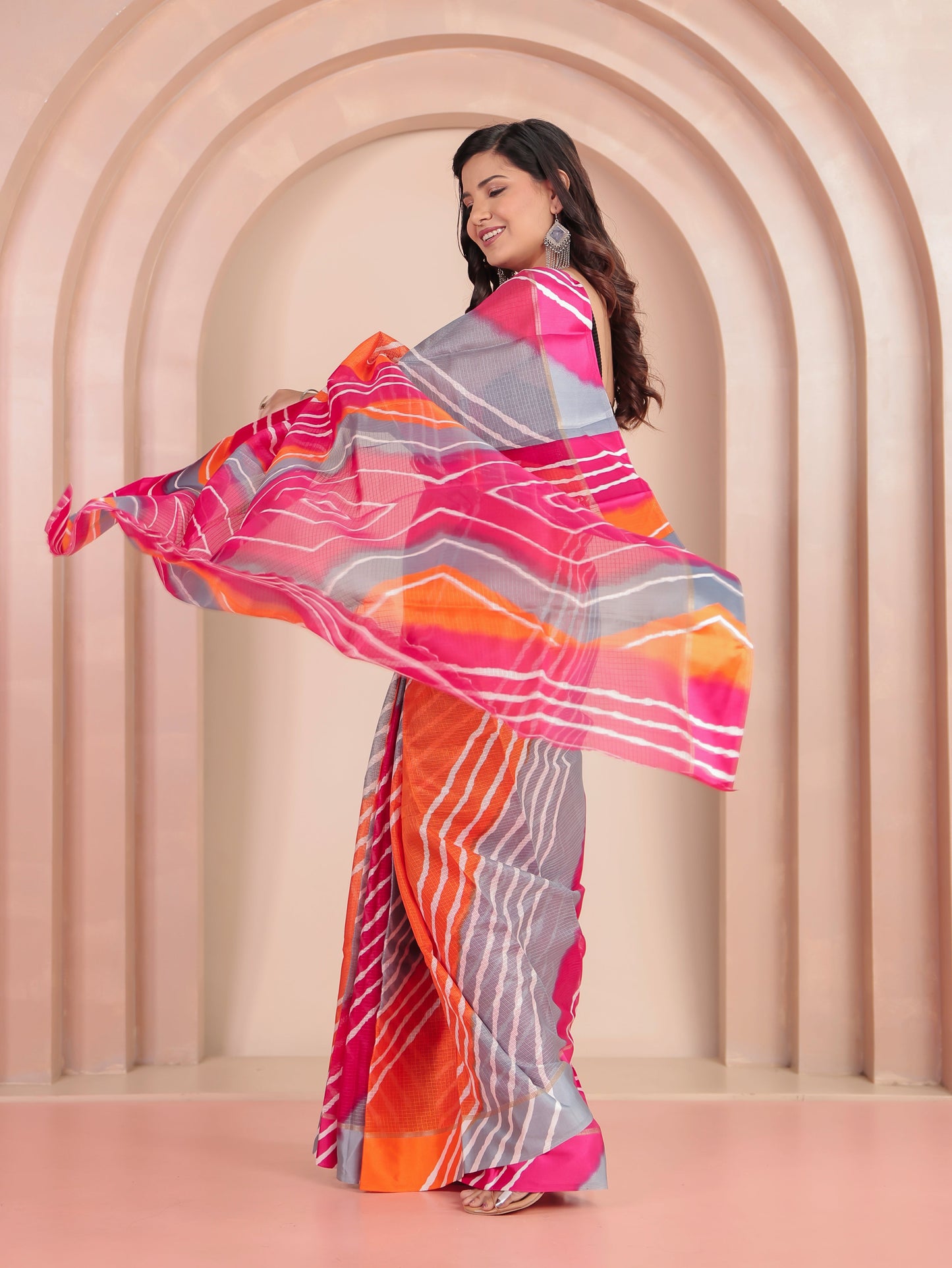 Kota Doria Leheriya Multicolor Saree
