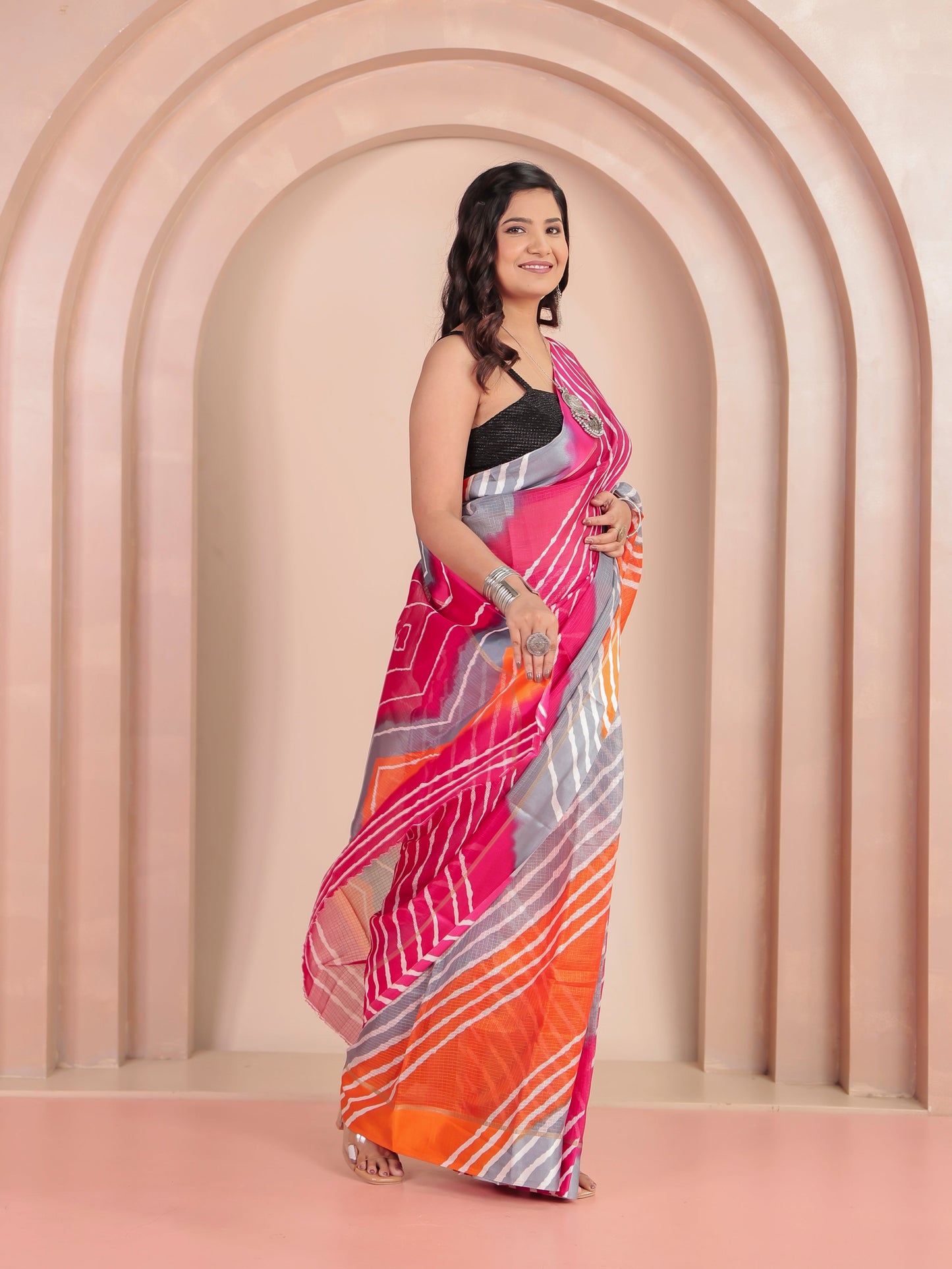 Kota Doria Leheriya Multicolor Saree