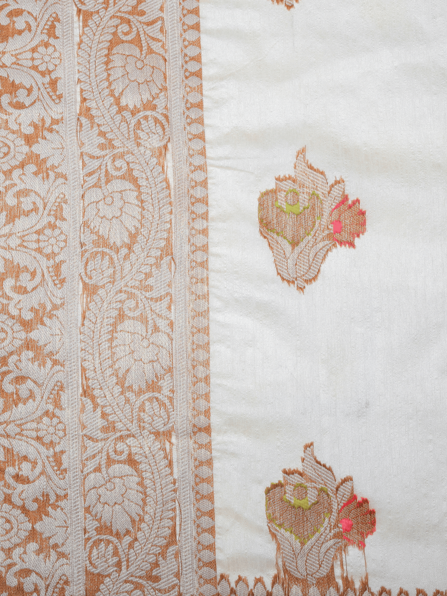Self Design Chanderi Cream Saree