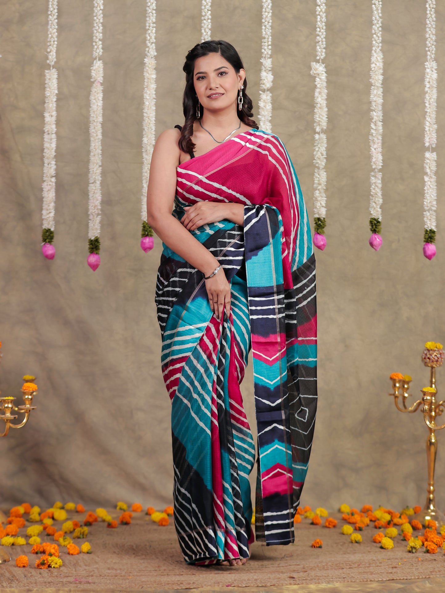 Kota Doria Leheriya Multicolor Saree