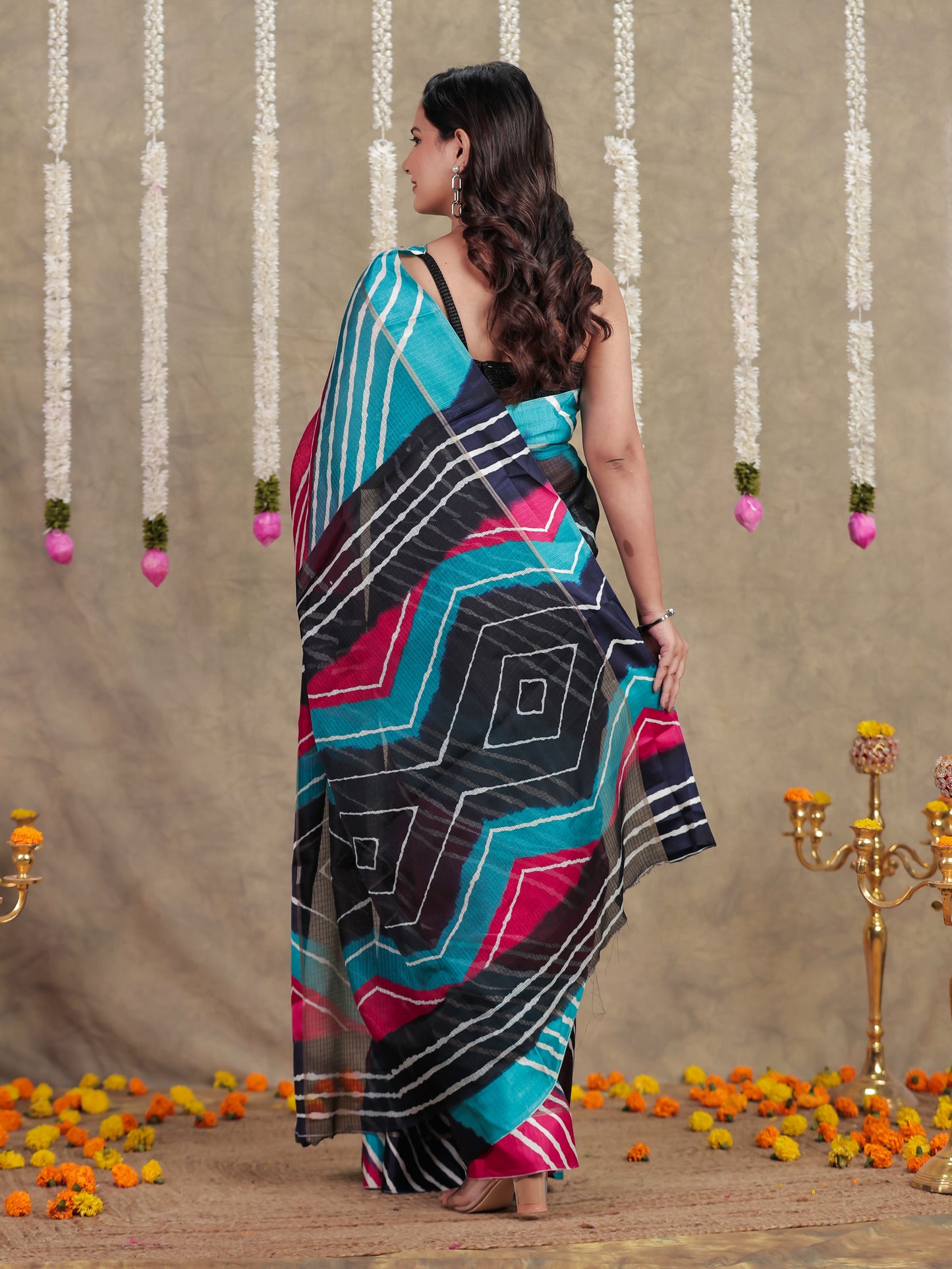 Kota Doria Leheriya Multicolor Saree
