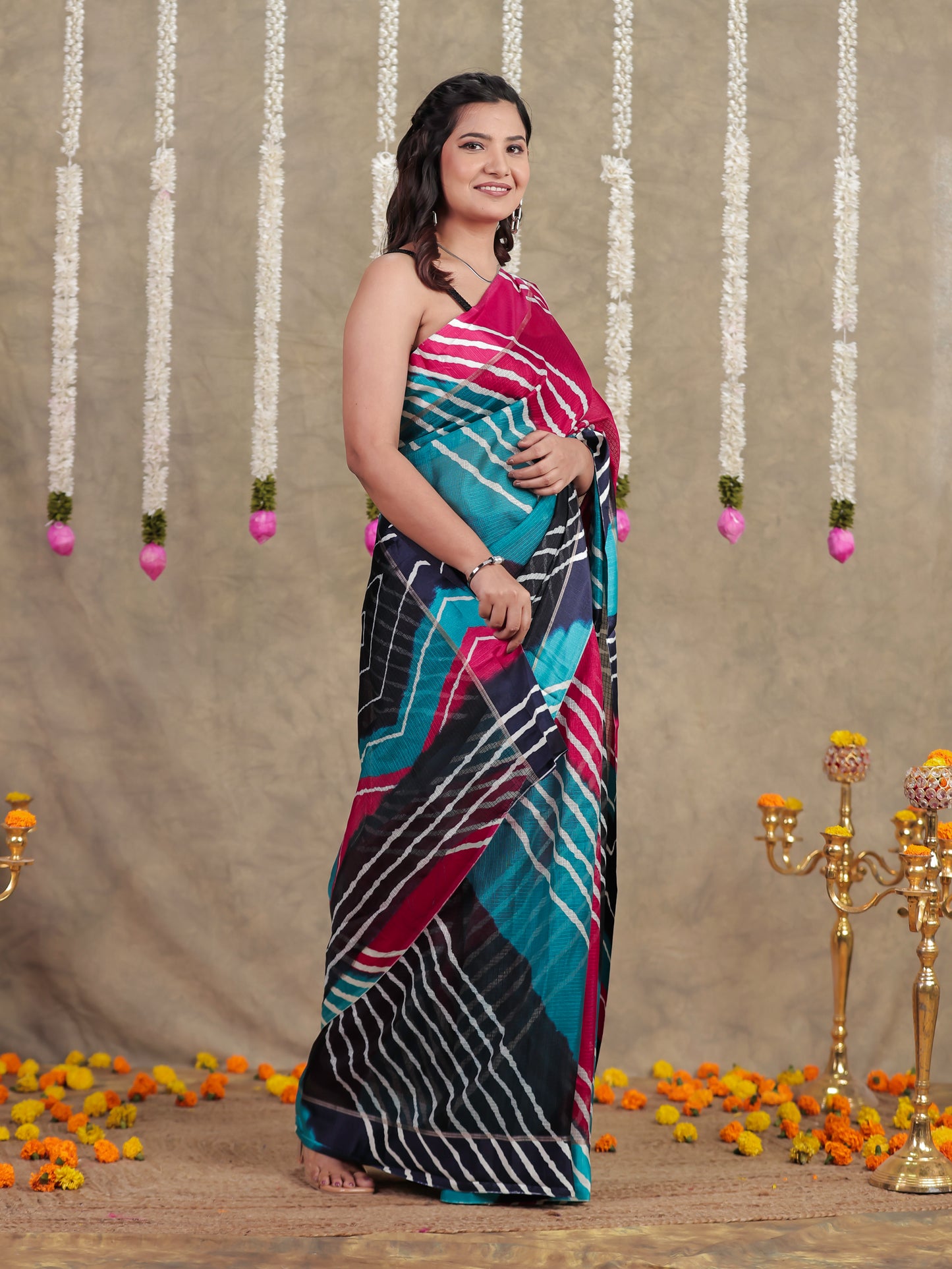 Kota Doria Leheriya Multicolor Saree
