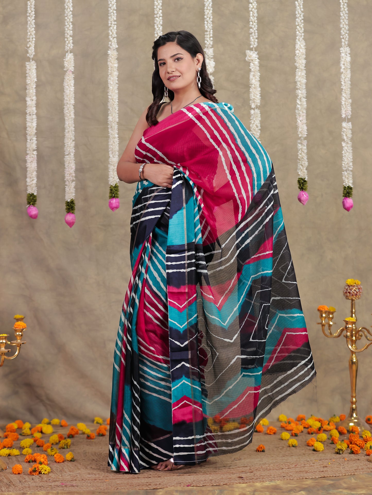 Kota Doria Leheriya Multicolor Saree