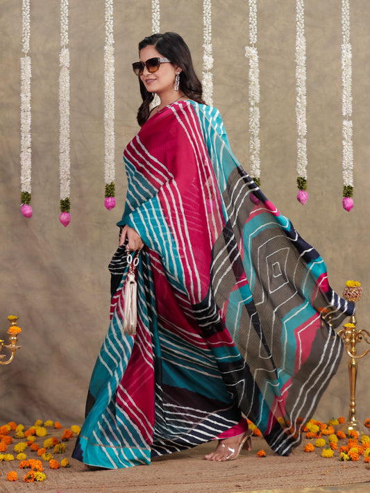 Kota Doria Leheriya Multicolor Saree